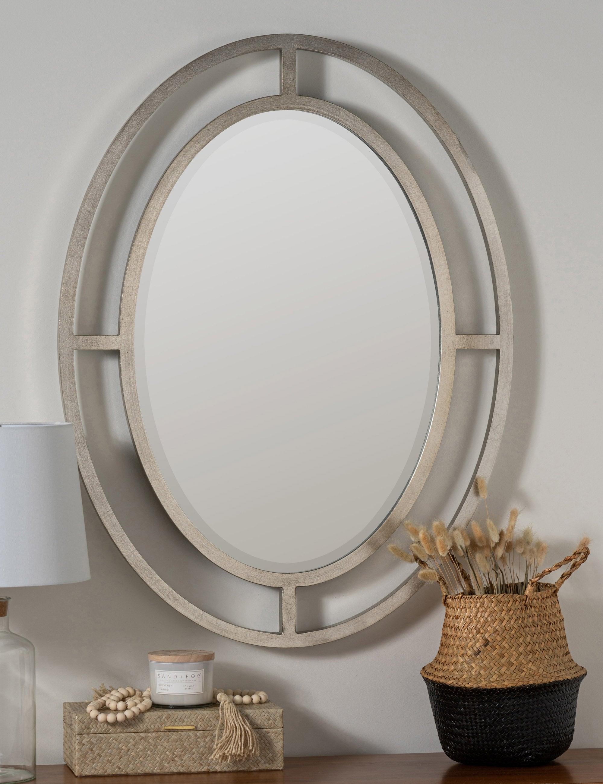 Elegant Oval 40.5'' Wall Mirror with Silver and Gold Finish