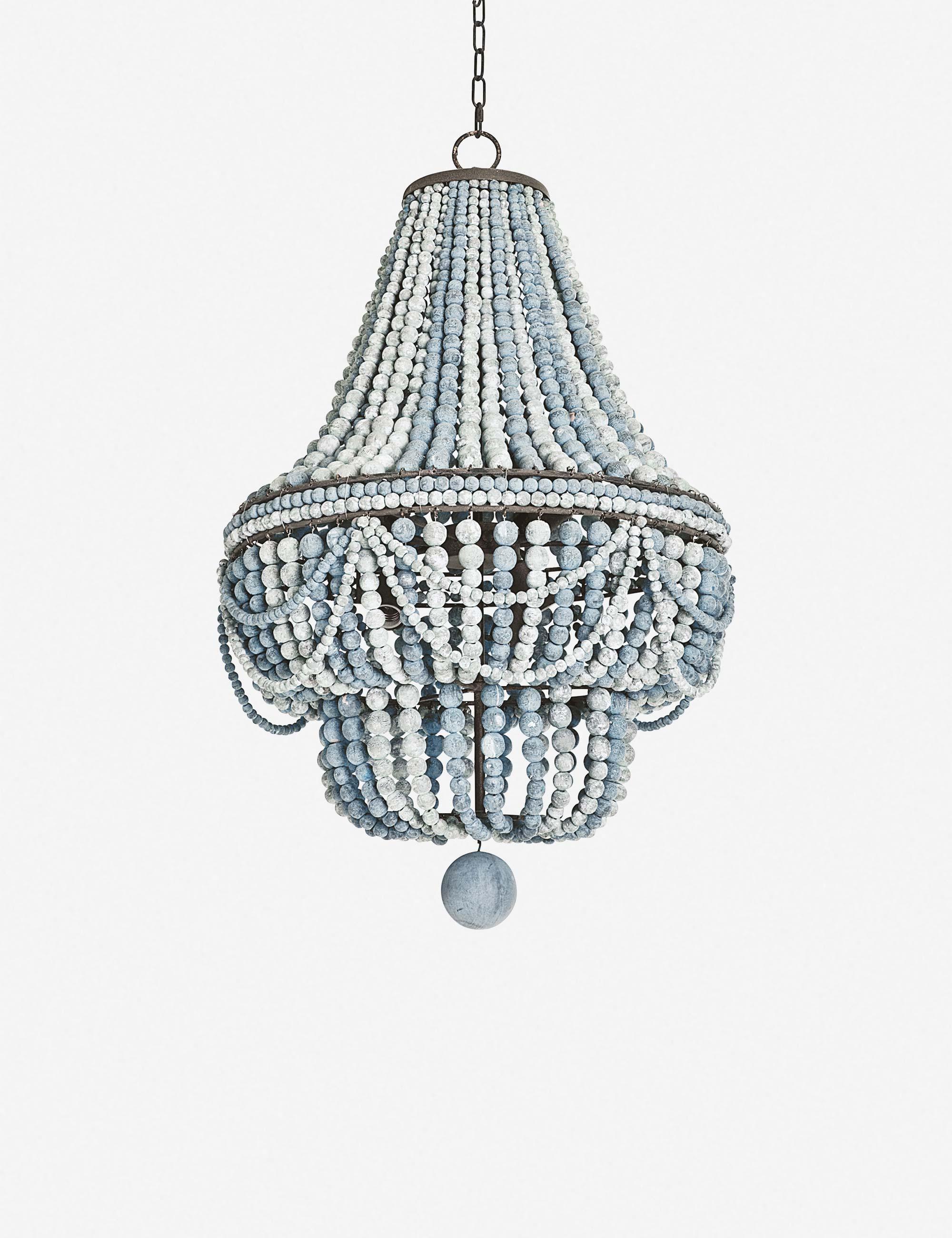 Malibu Mini Beaded Weathered Blue 6-Light Chandelier