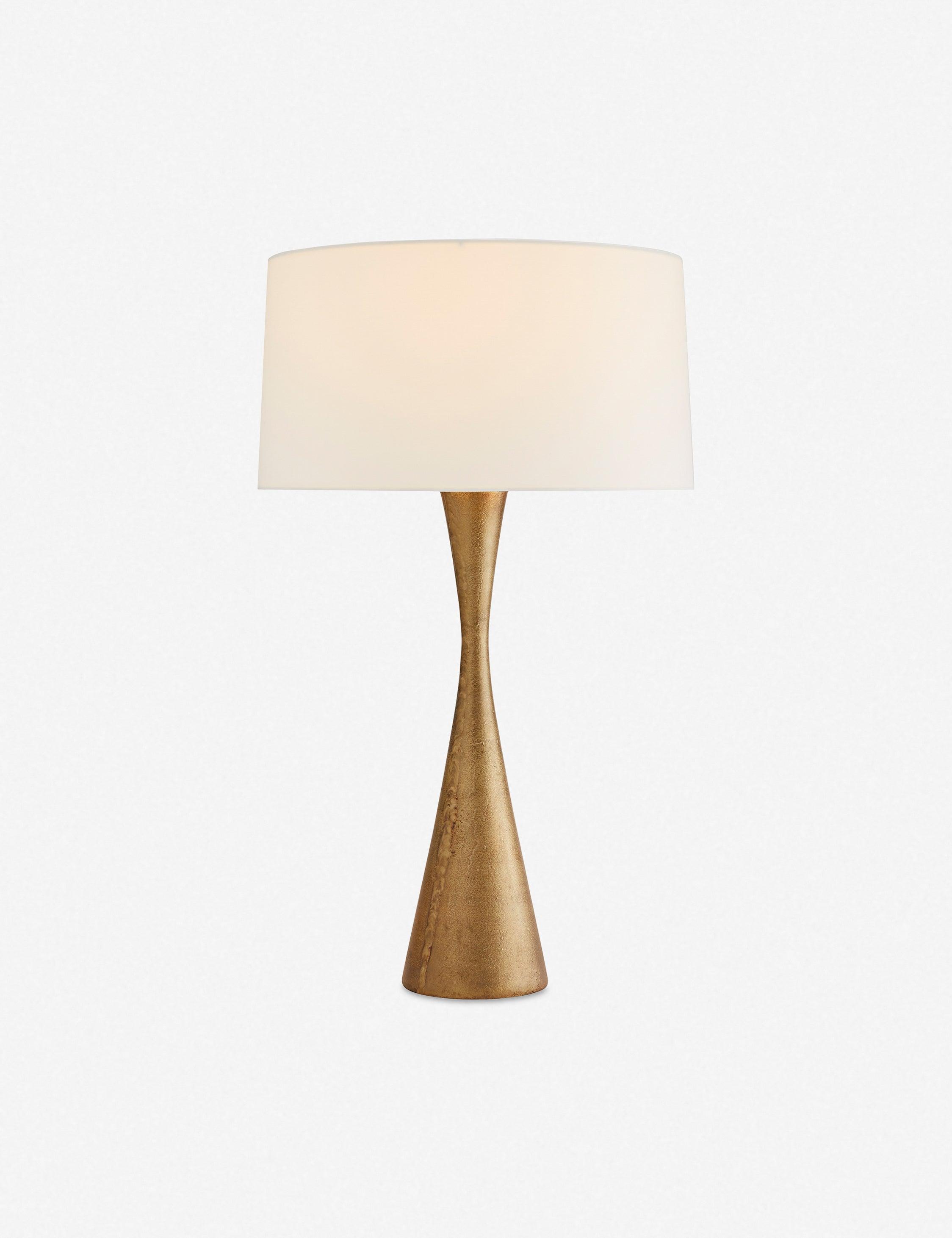 Narsi Antique Brass Tapered Table Lamp with Off-White Shade