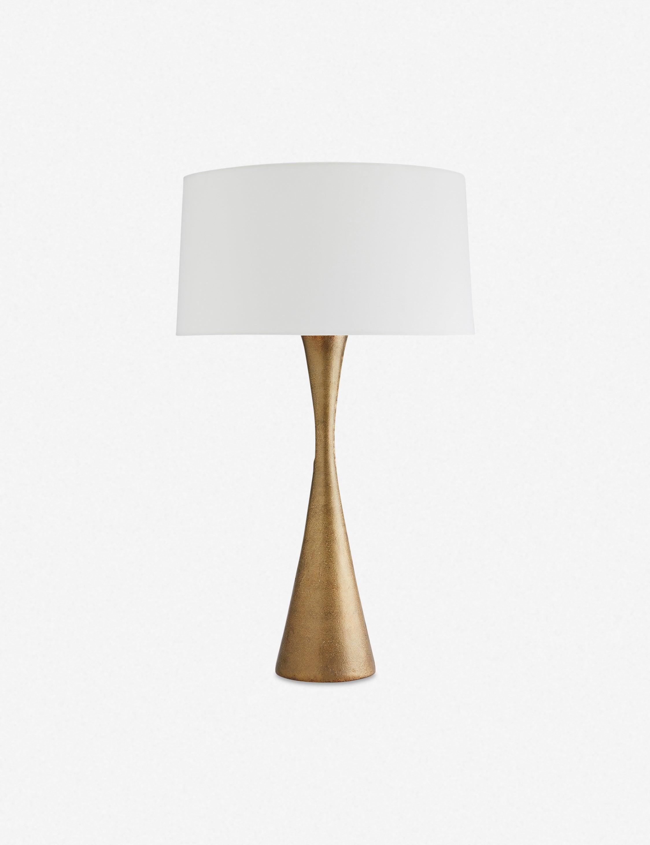 Narsi Antique Brass Tapered Table Lamp with Off-White Shade