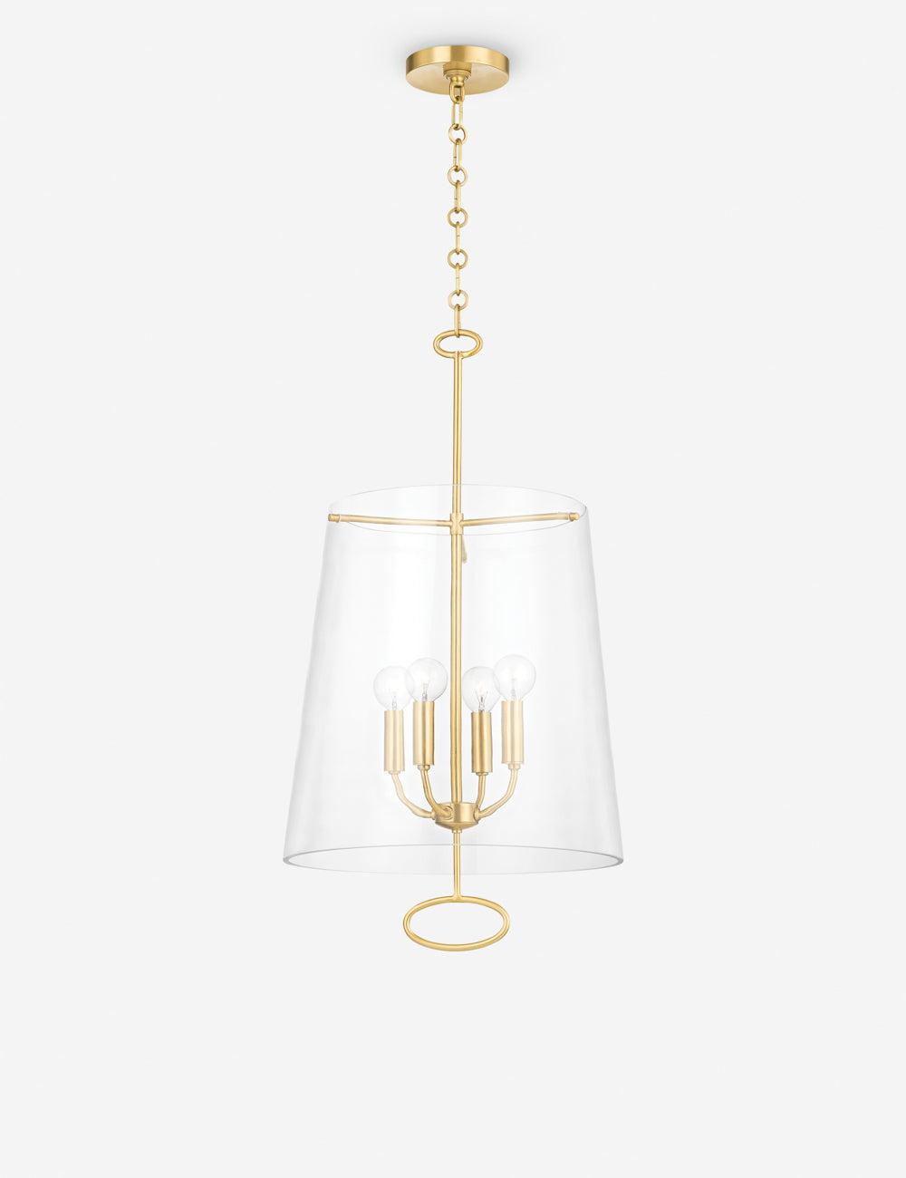 Howe Aged Brass 4-Light Drum Pendant with Clear Glass