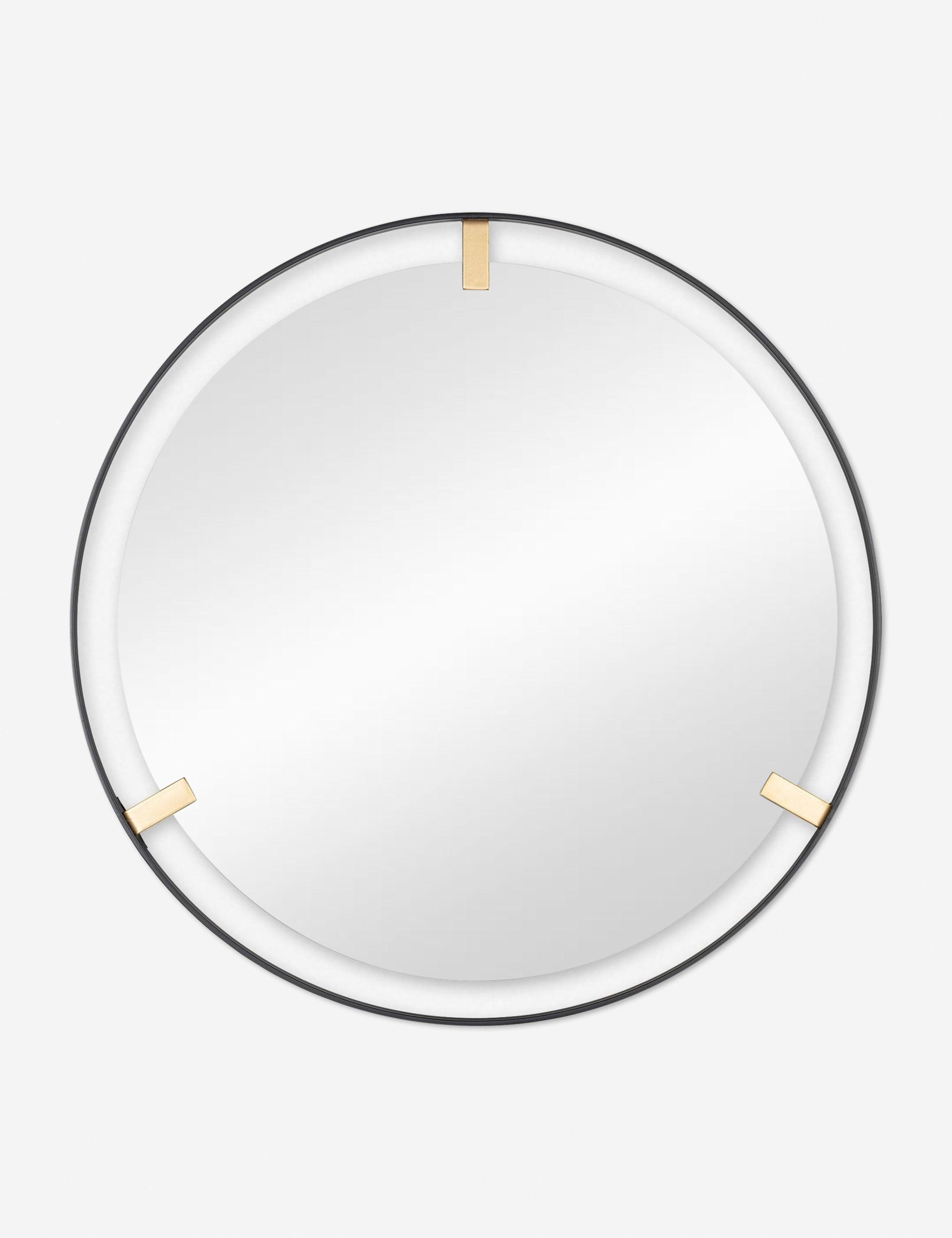 Gideon Gold Accented Round Metal Wall Mirror