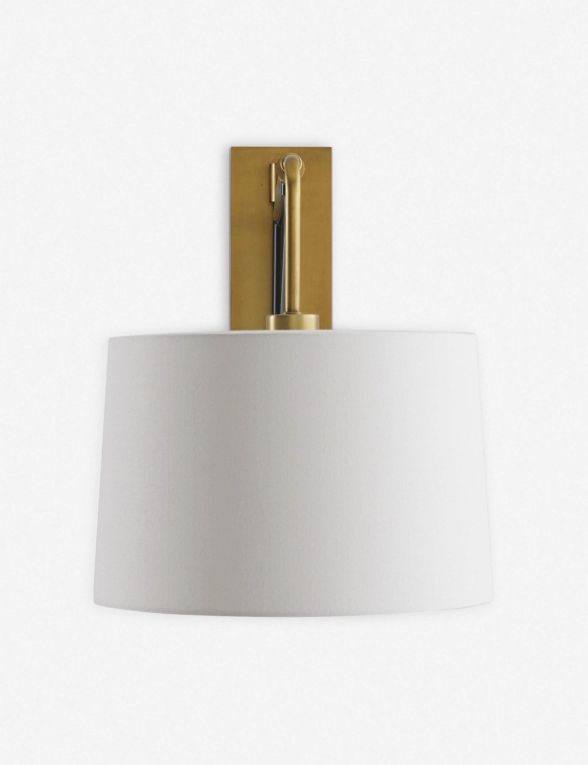 Adjustable Two-Toned Bronze & Black Sconce with White Linen Shade