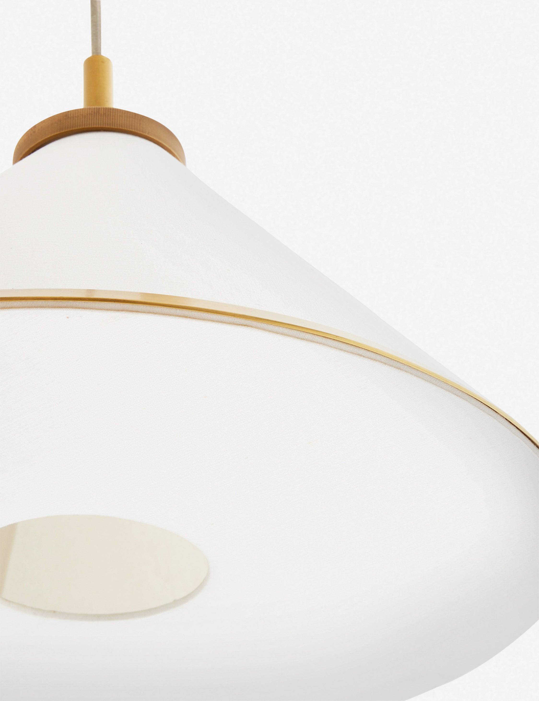 Norfolk White Linen and Antique Brass Adjustable Pendant Light