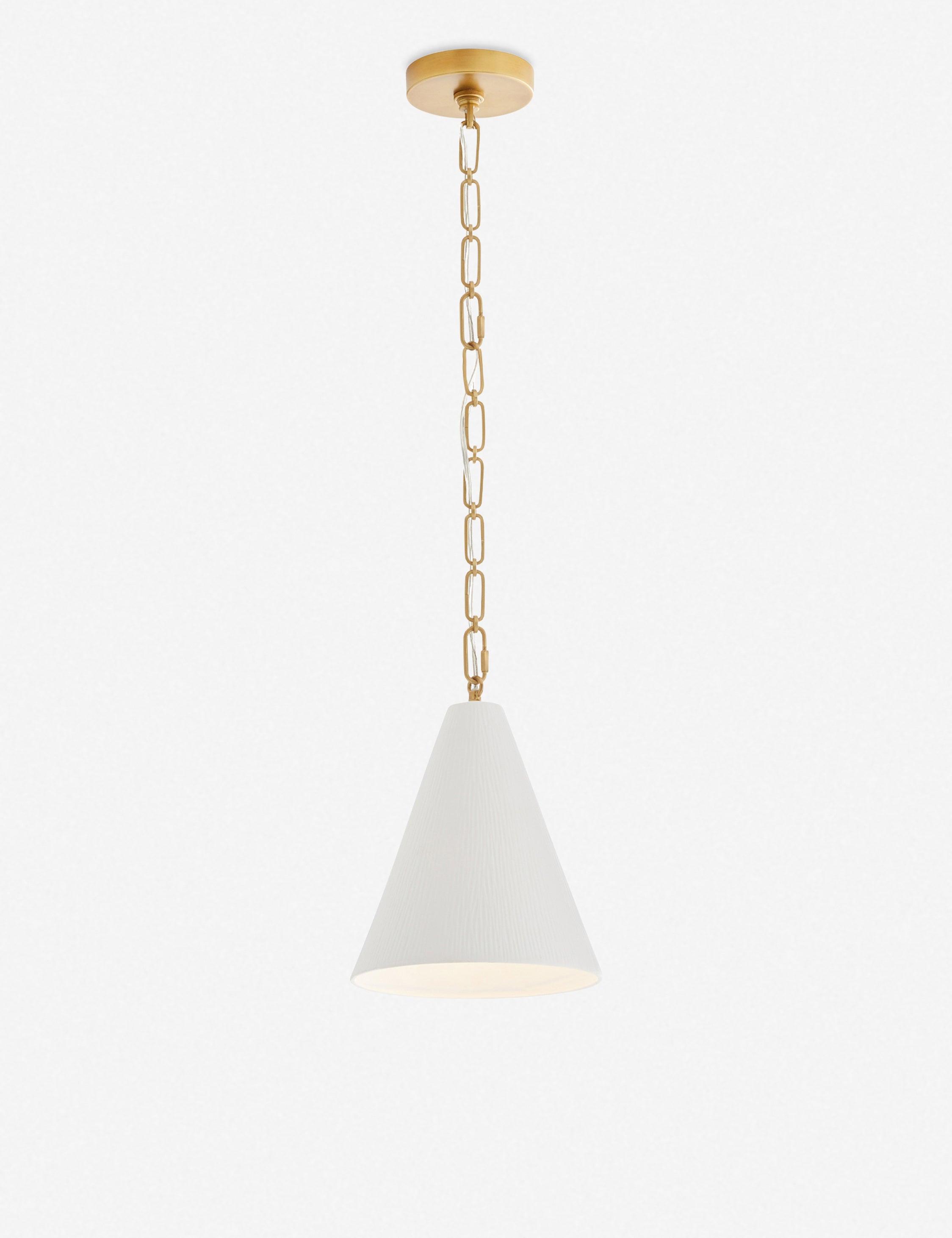 Oakland Matte Bone Porcelain Pendant with Antique Brass Chain