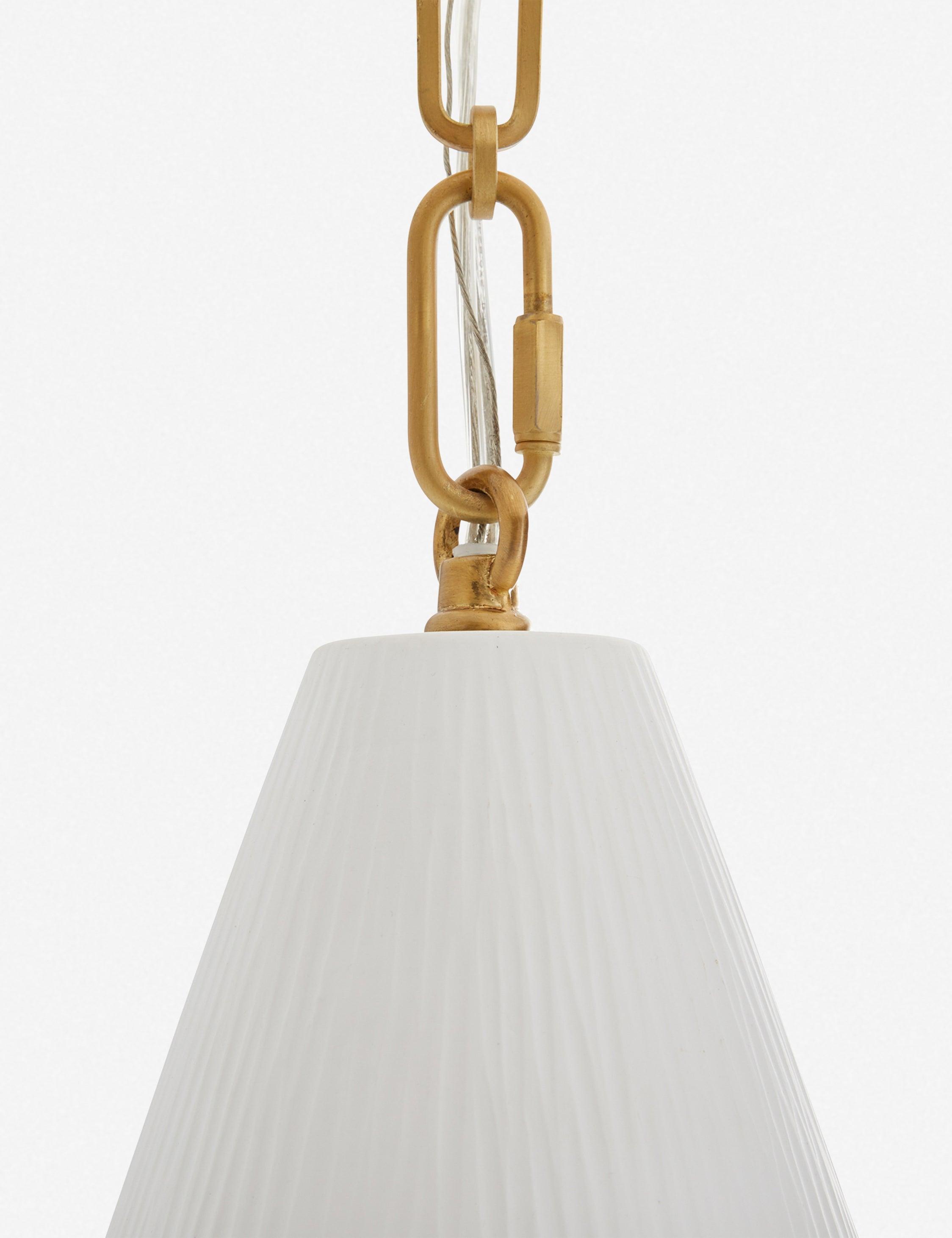 Oakland Matte Bone Porcelain Pendant with Antique Brass Chain