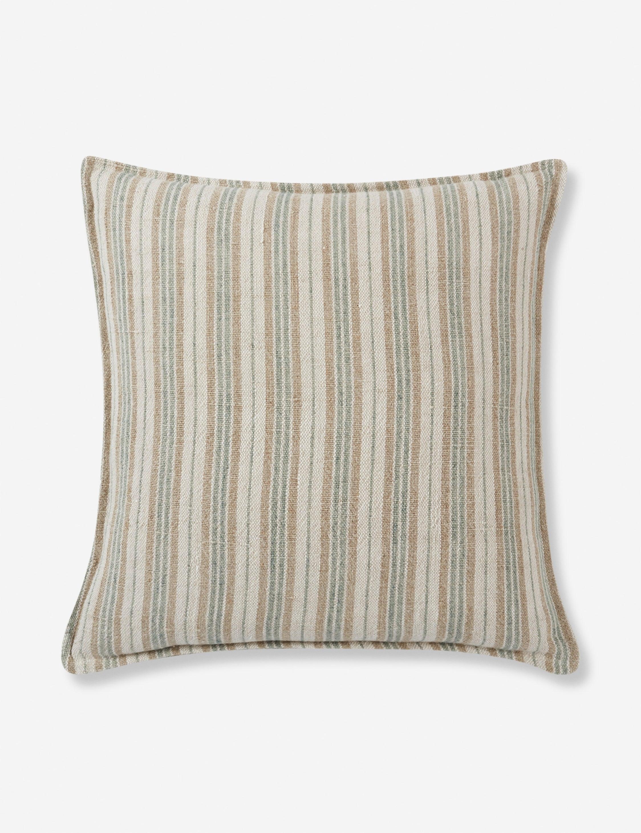 Elegant Baptiste Round Linen Throw Pillow - Cream and Mint, 20"