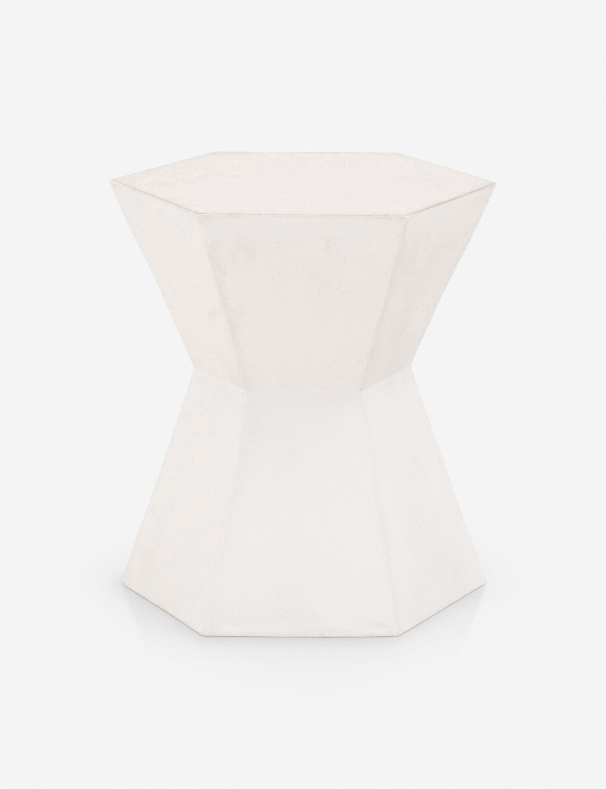 Modern Matte White Concrete Hourglass Side Table