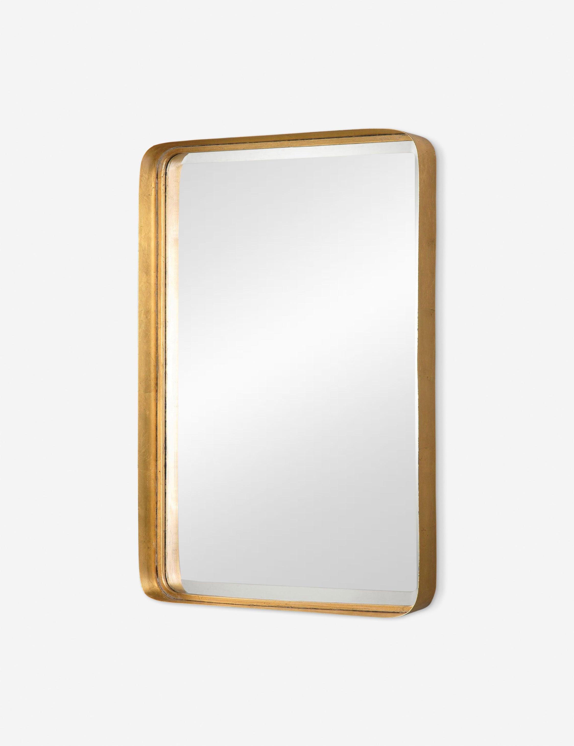 Elegante Gold Leaf Rectangular Contemporary Dresser Mirror