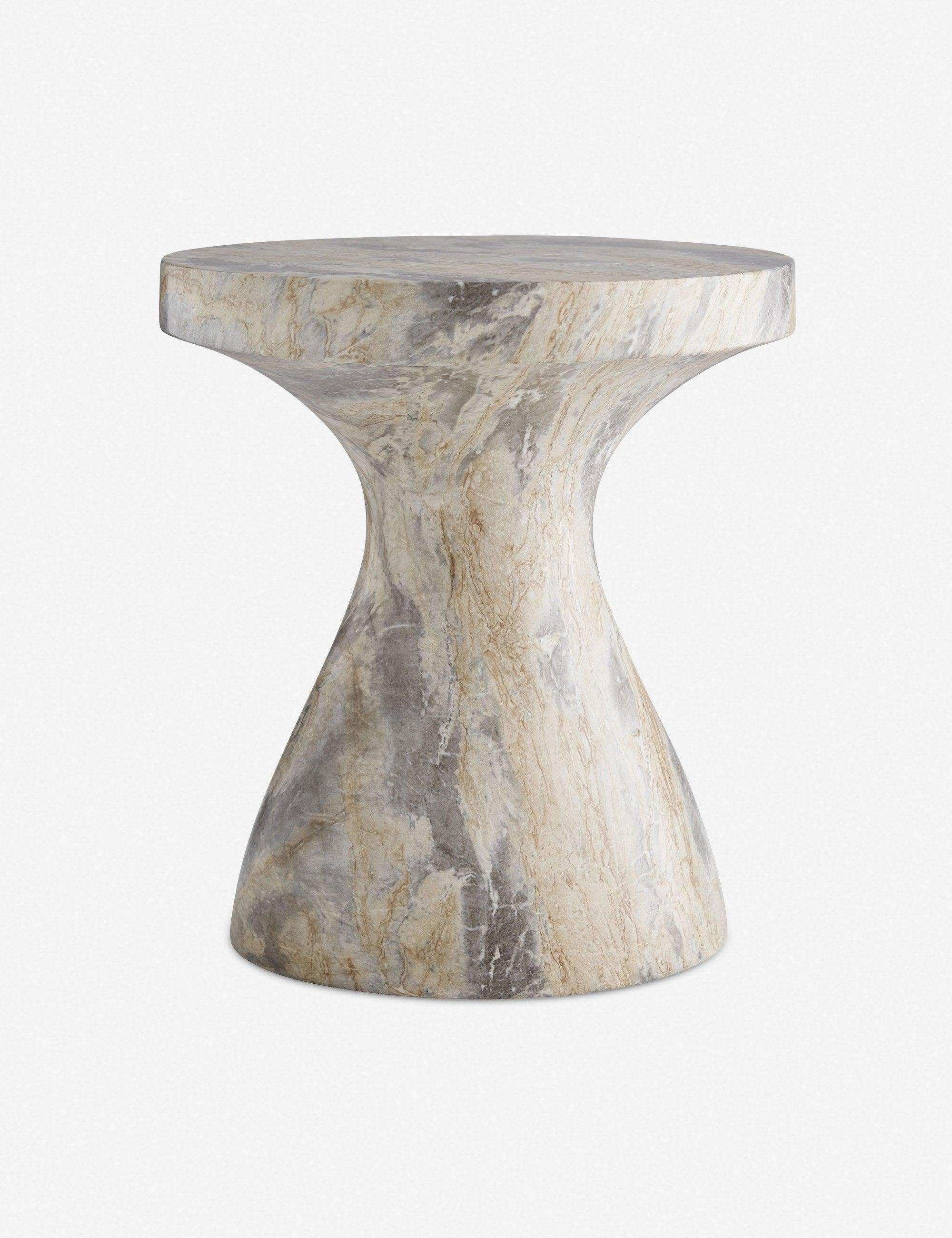 Serafina Round Faux Marble Small Side Table in Multicolor