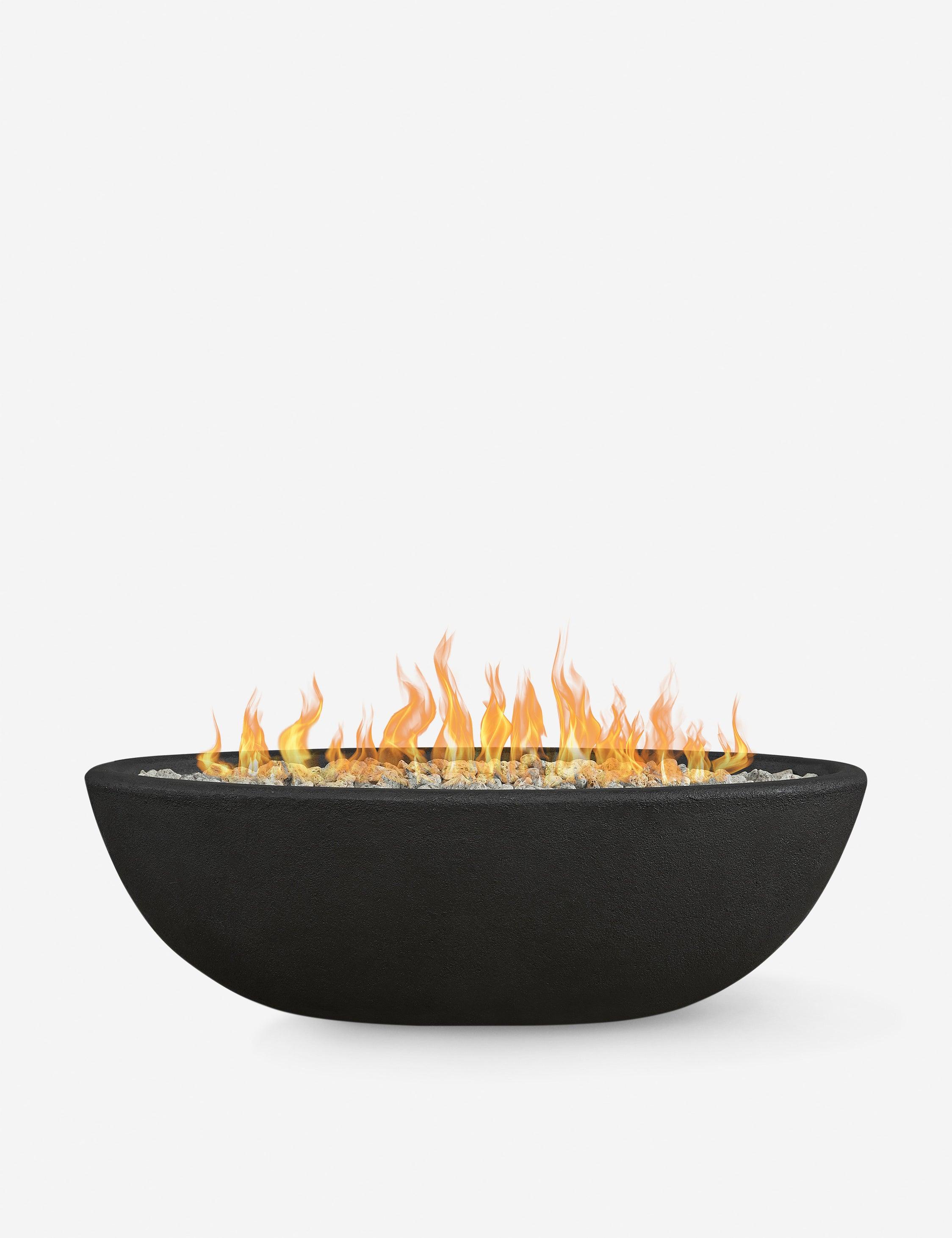 Riverside Oval Gas Fire Bowl in Rustic Shale Finish