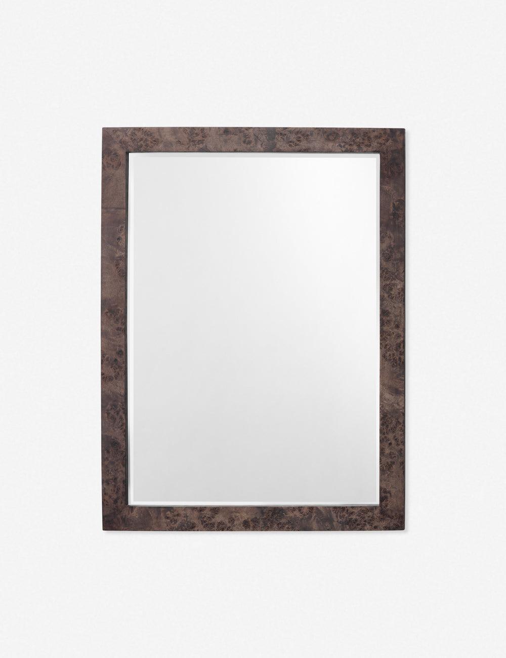 Chandler Transitional Charcoal Burl Wood Rectangular Wall Mirror