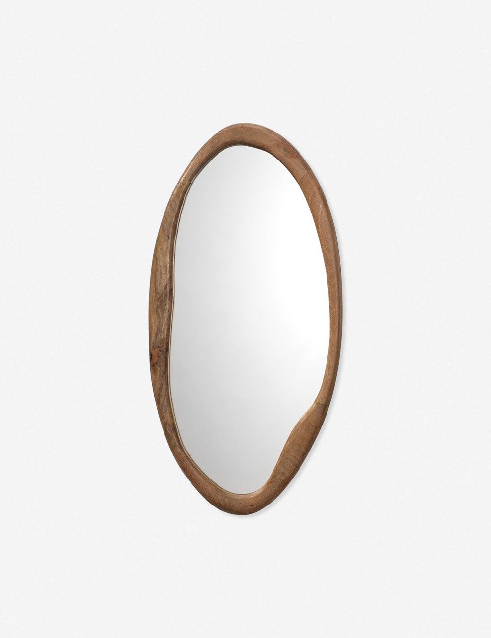 Alora Asymmetrical Natural Mango Wood Oval Mirror