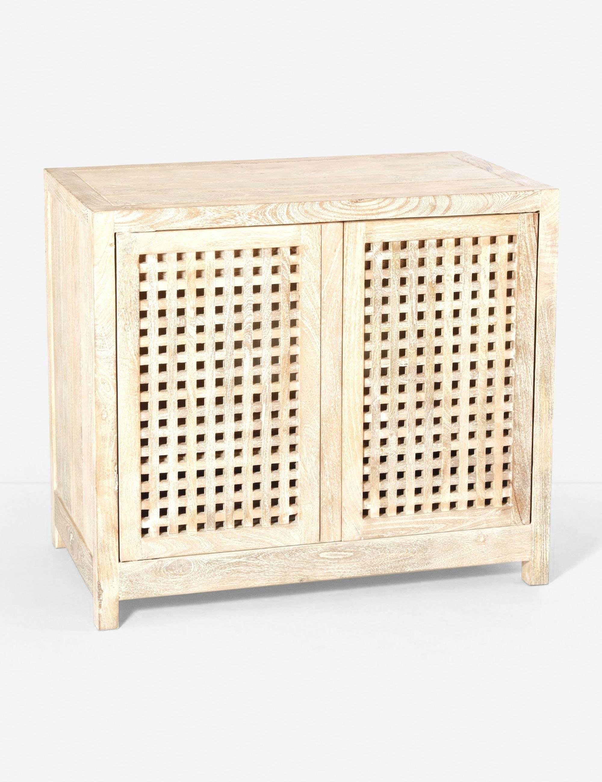 Seaside Driftwood Lattice Cabinet with Adjustable Shelves