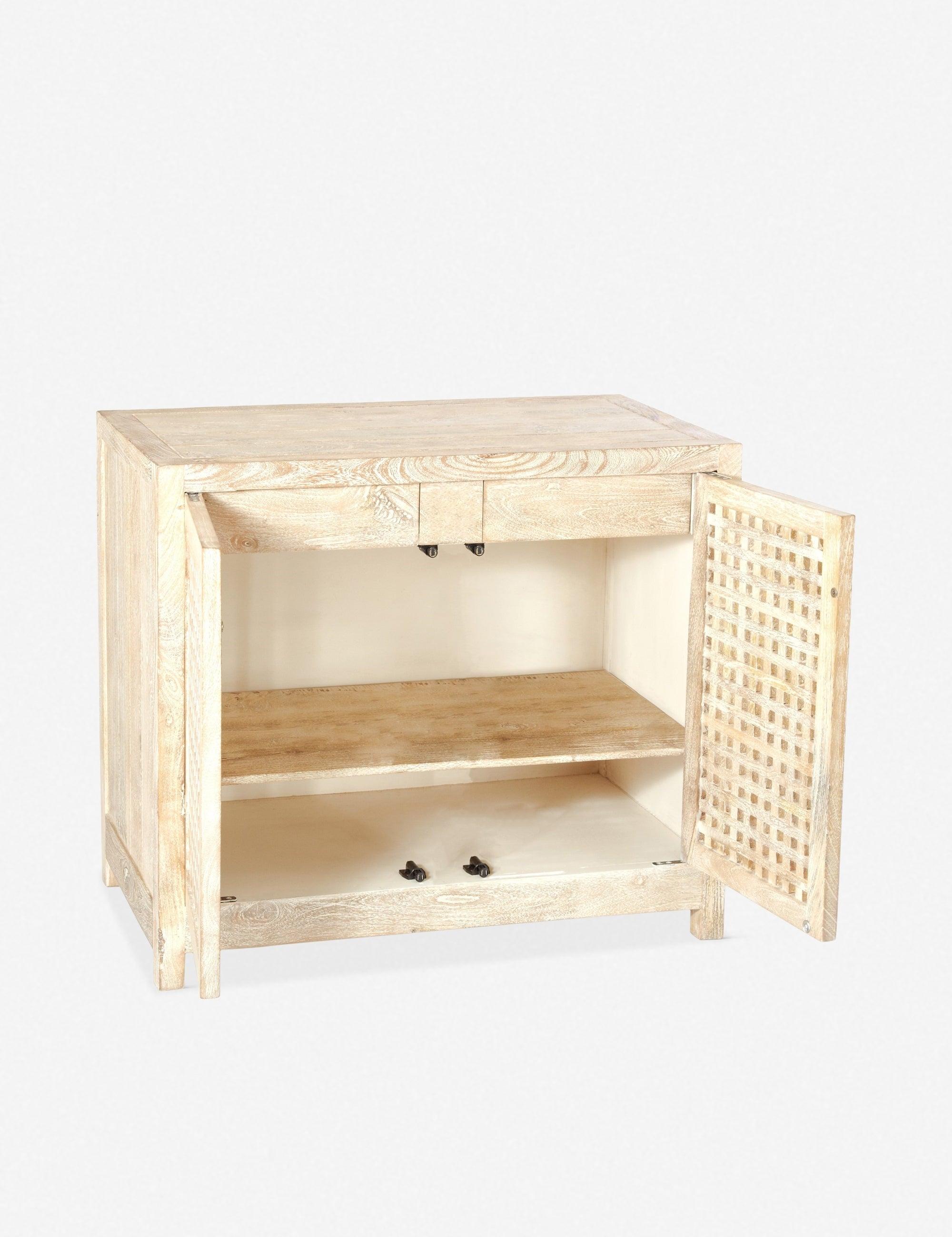 Seaside Driftwood Lattice Cabinet with Adjustable Shelves