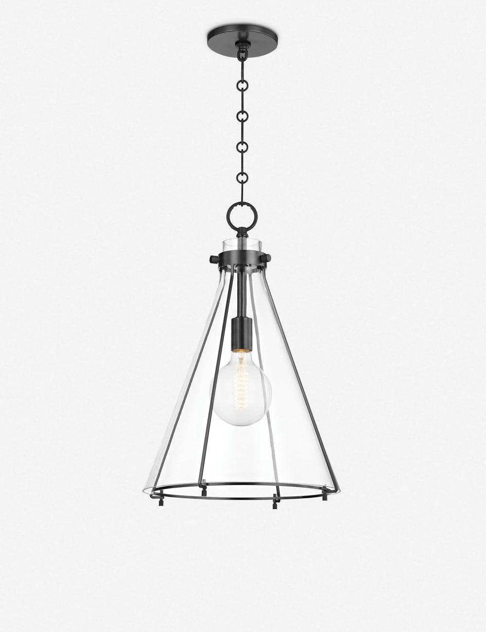 Sybil Pendant Light - Clear / Flared / Antique Bronze