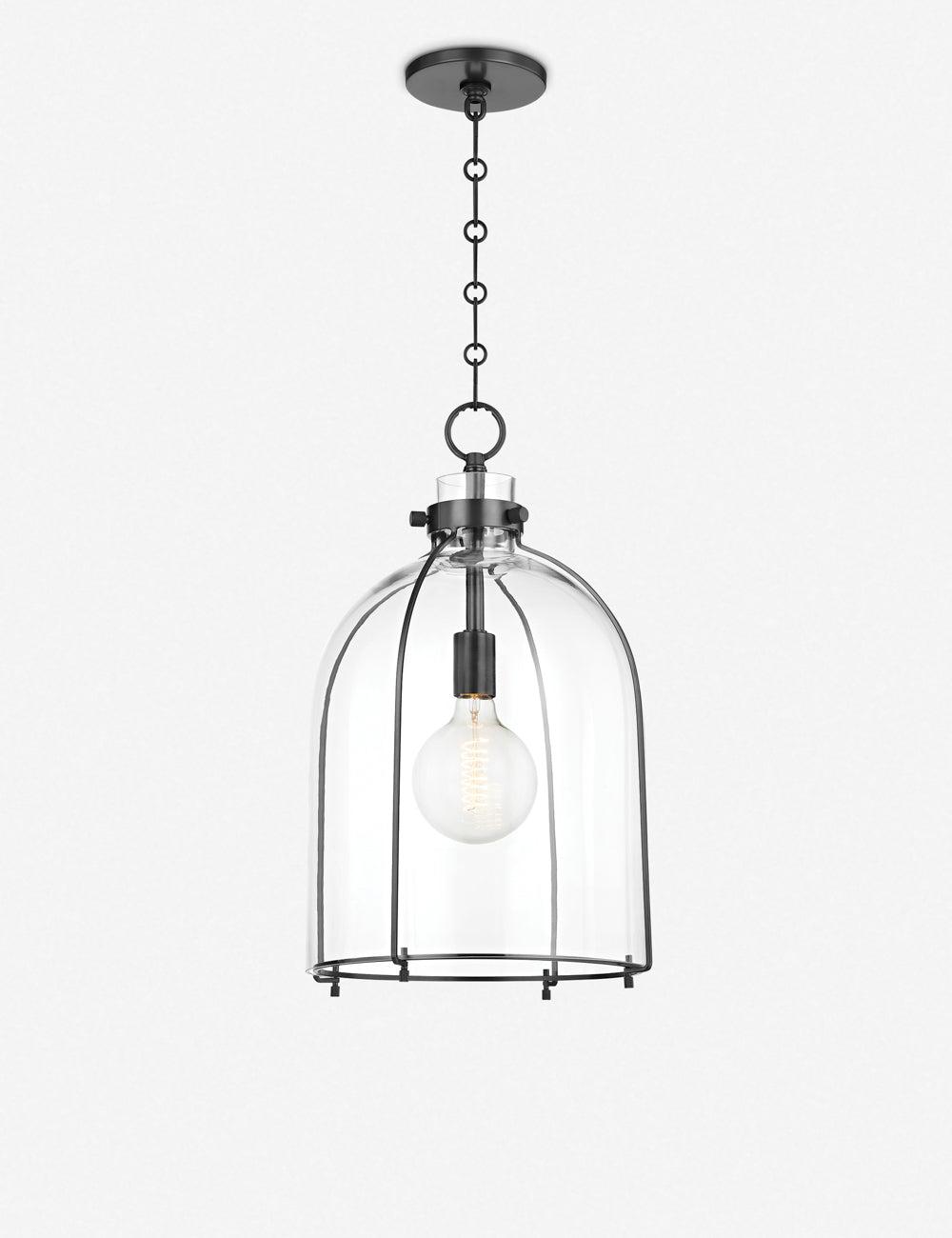 Sybil Pendant Light - Clear / Curved / Antique Bronze
