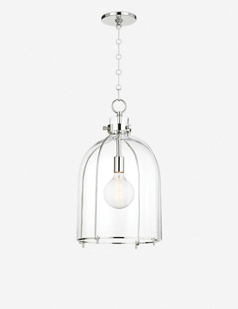 Sybil Pendant Light - Clear / Curved / Polished Nickel