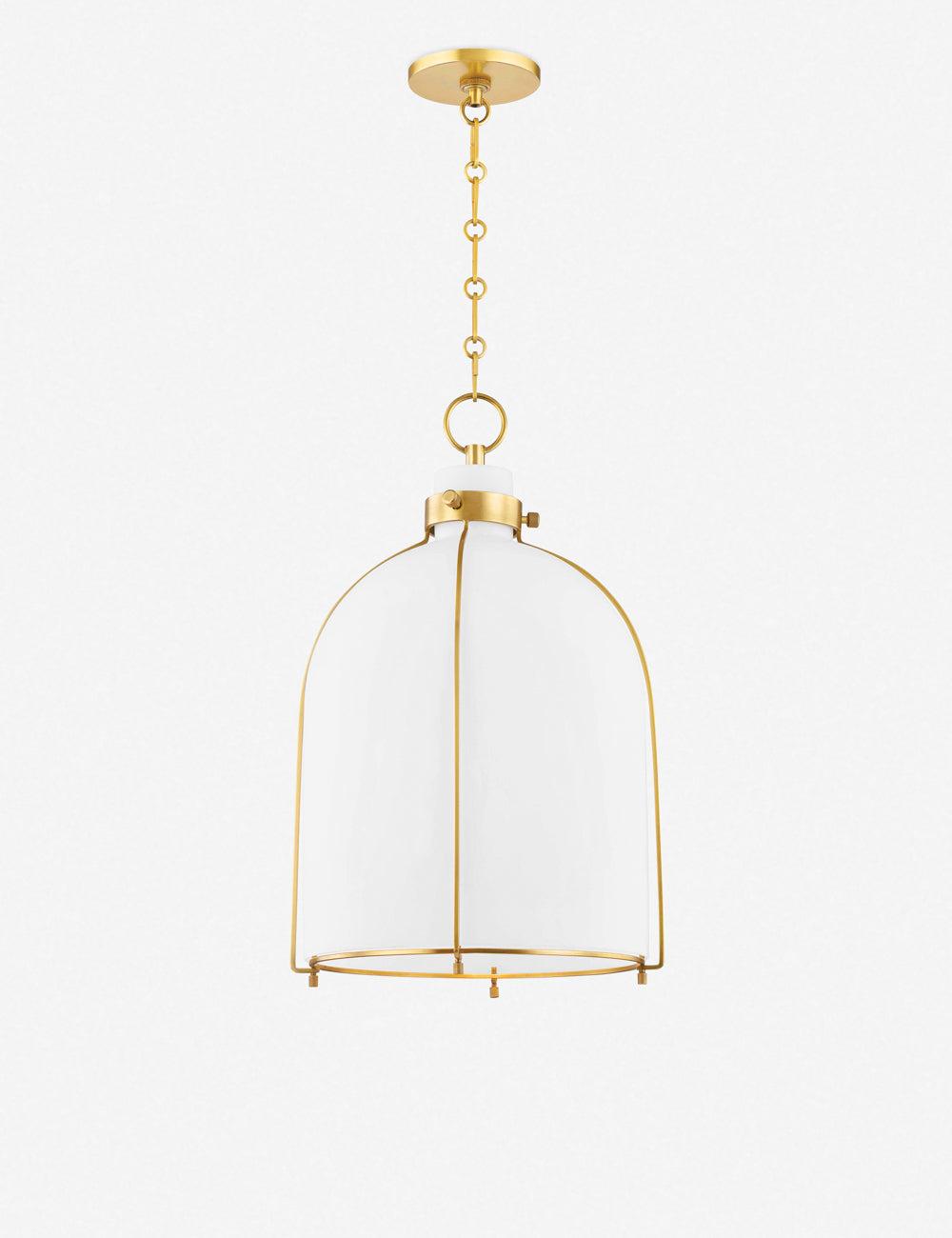 Sybil Pendant Light - Opal / Curved / Antique Brass