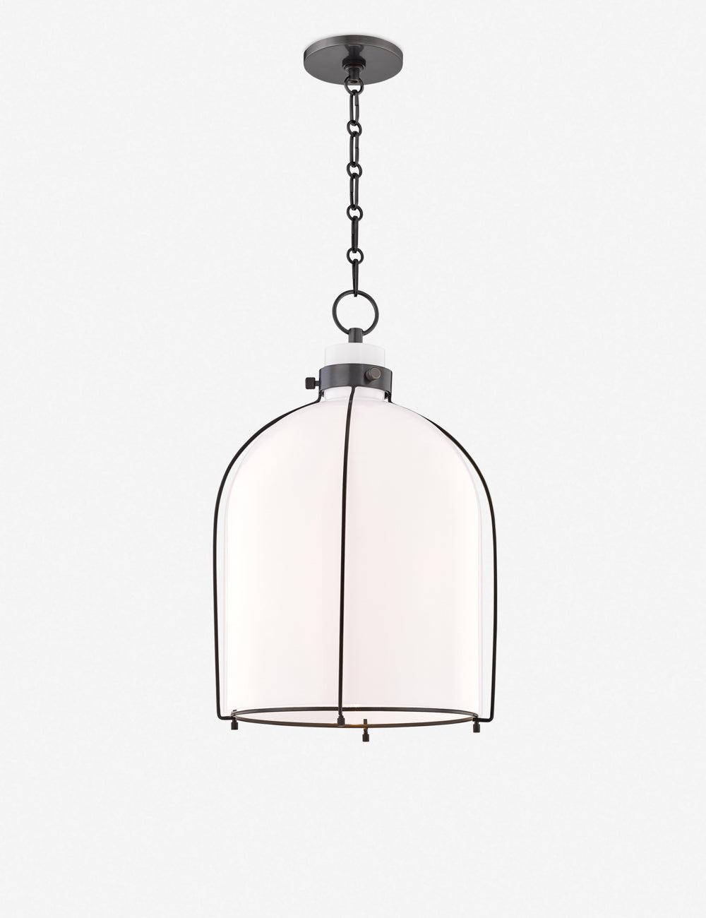 Sybil Pendant Light - Opal / Curved / Antique Bronze