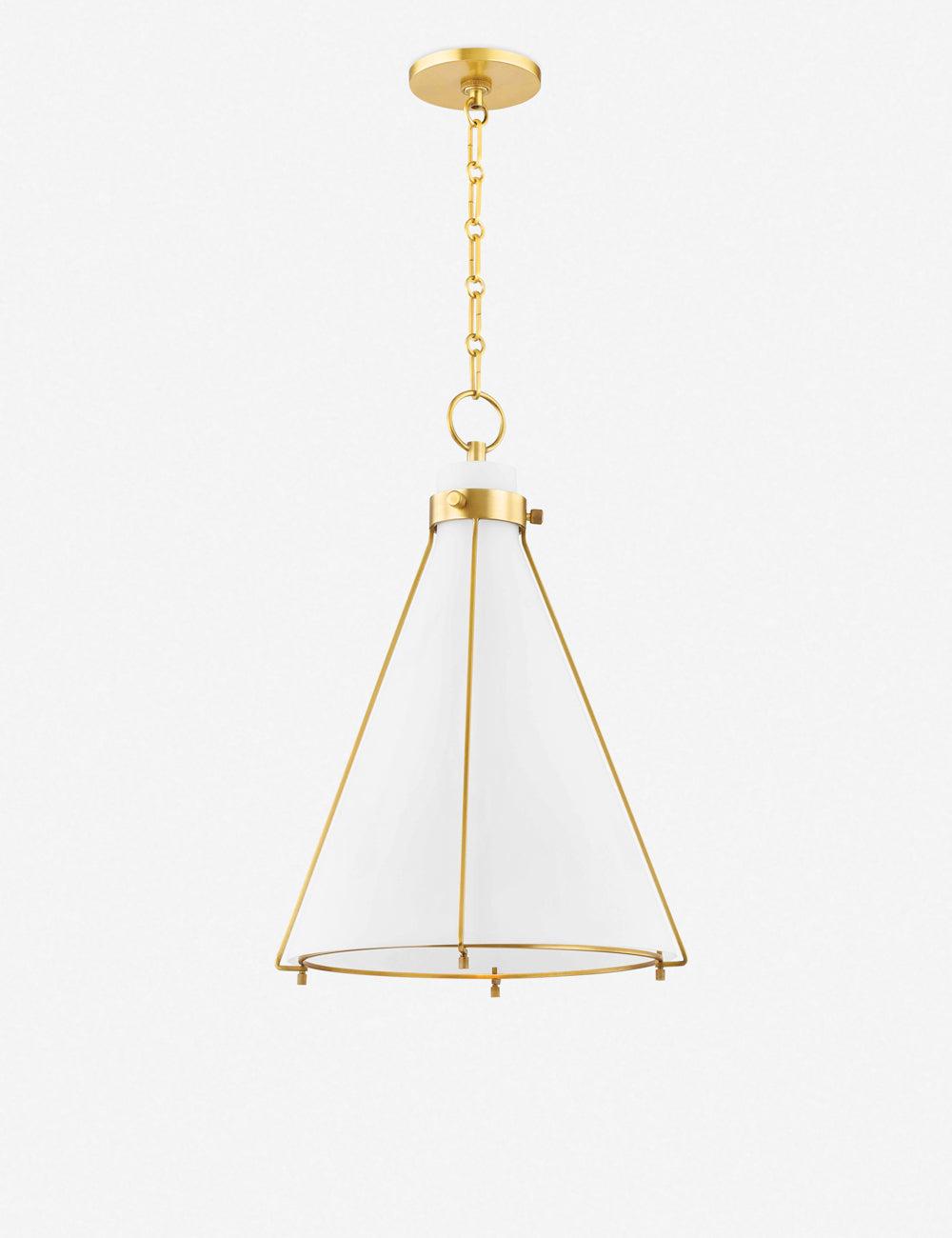 Sybil Pendant Light - Opal / Flared / Antique Brass