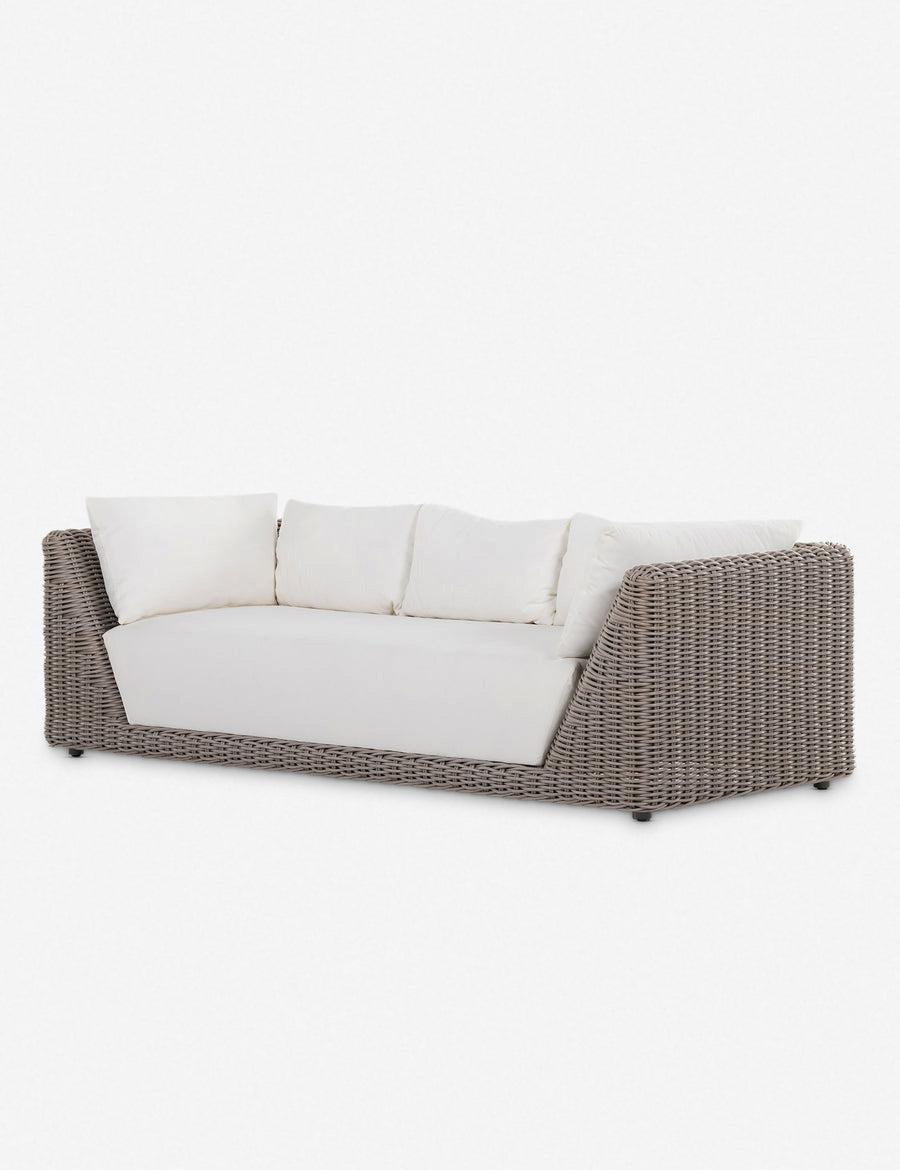 Como Modern 96.5" Brown and White Wicker Outdoor Sofa