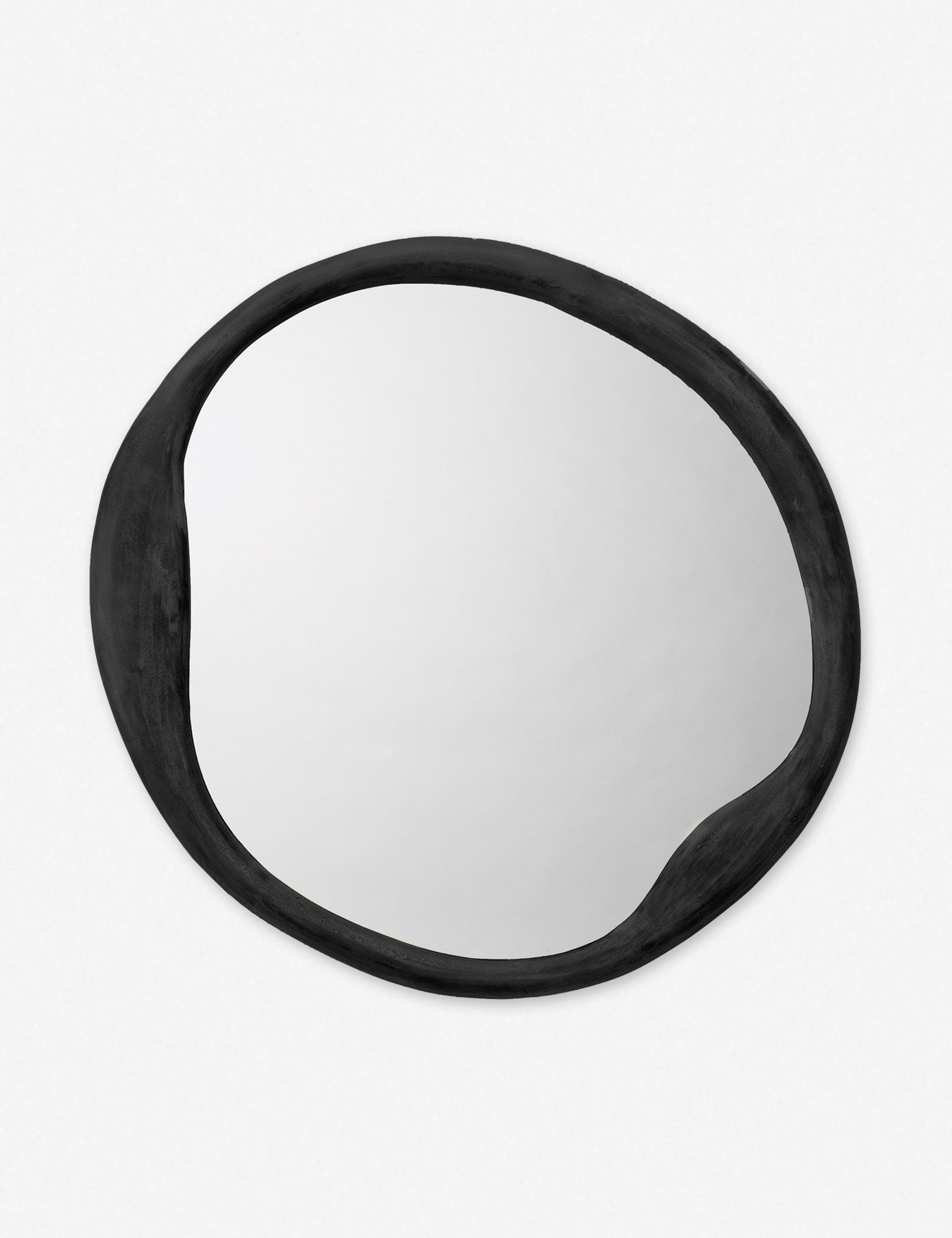 Alora Black Round Wall Mirror with Organic Aluminum Frame