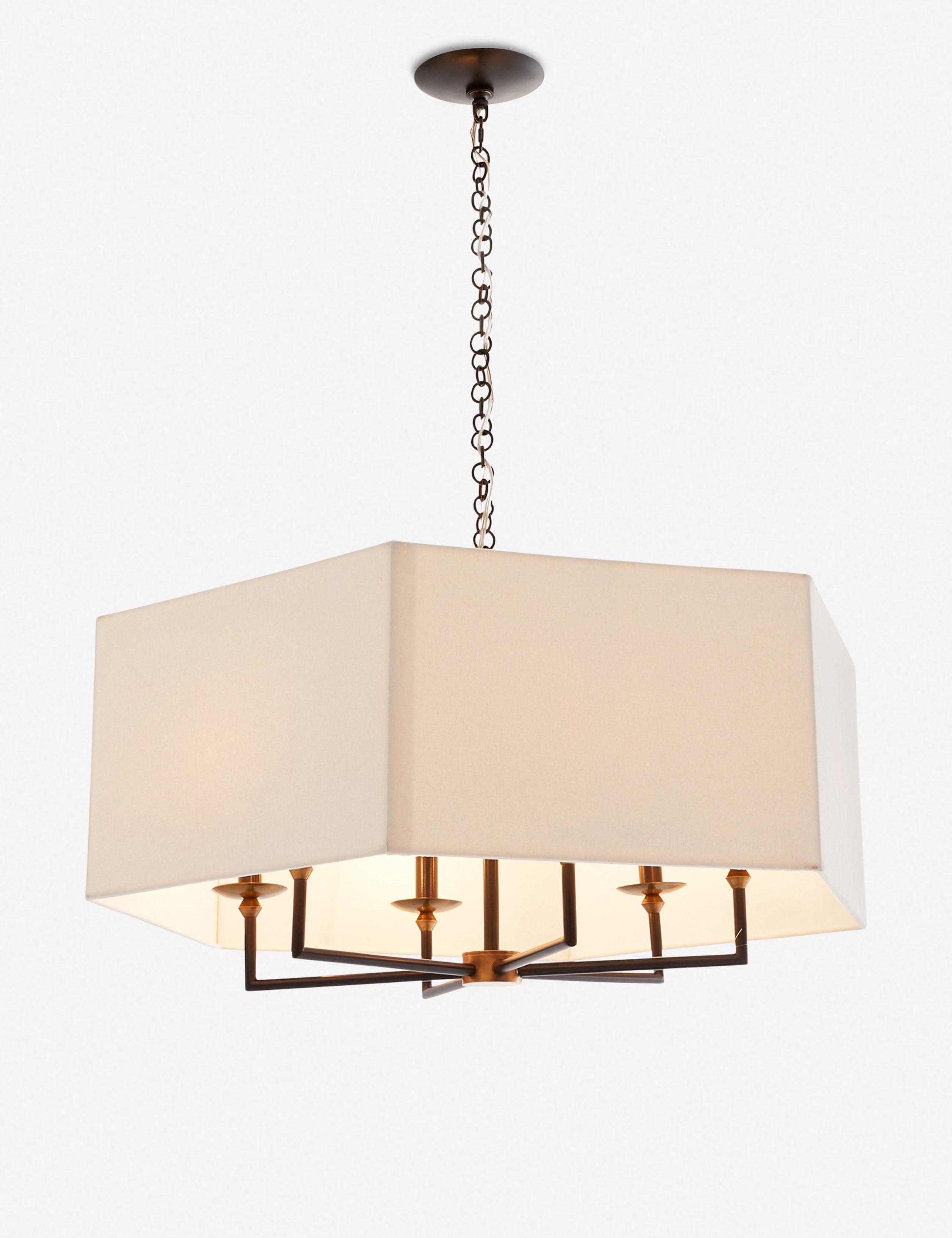 Oxford Transitional Bronze 6-Light Chandelier with Hexagonal Drum Shade