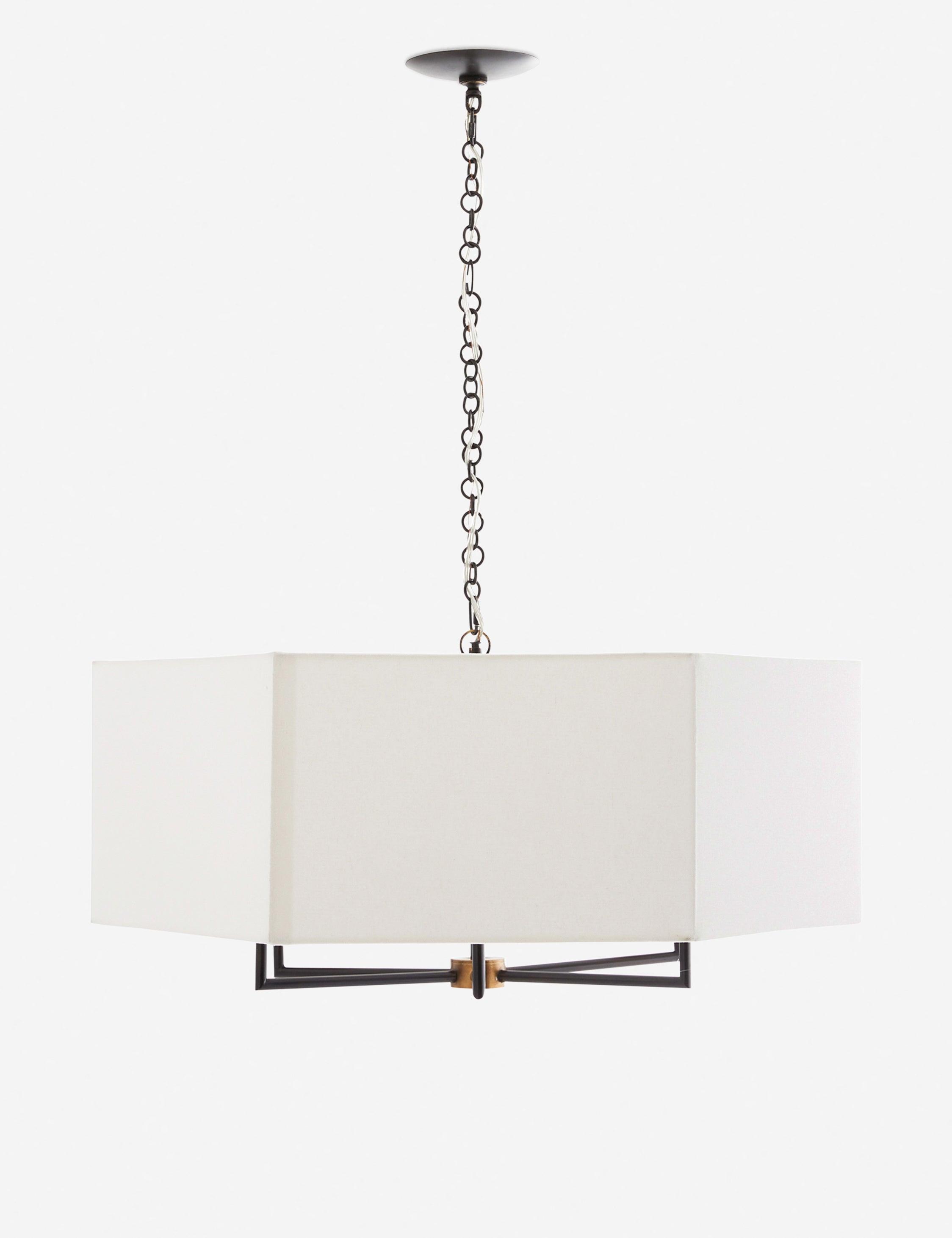 Oxford Transitional Bronze 6-Light Chandelier with Hexagonal Drum Shade