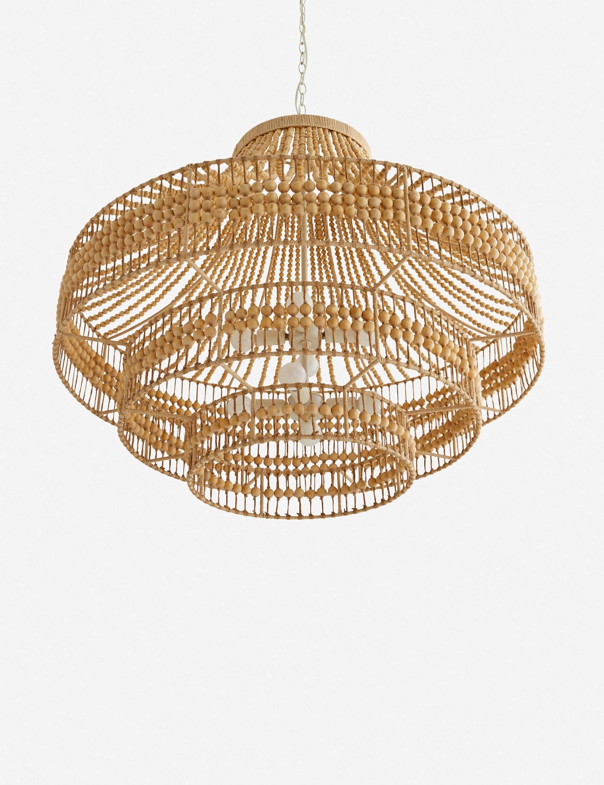 Tulane Empire 31" Natural Wood and Abaca Beaded Chandelier