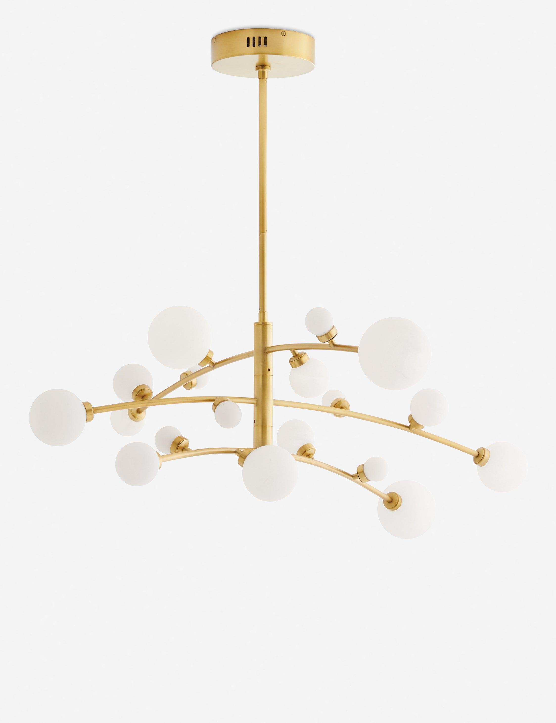 Constellation Elegance 45" Brass Chandelier with Opal Glass Shades