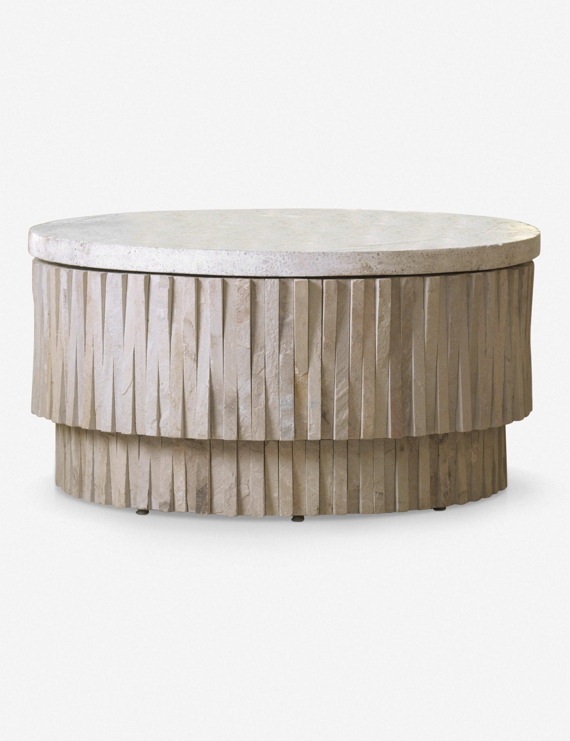 Desert Stone Round Outdoor Coffee Table with Removable Top