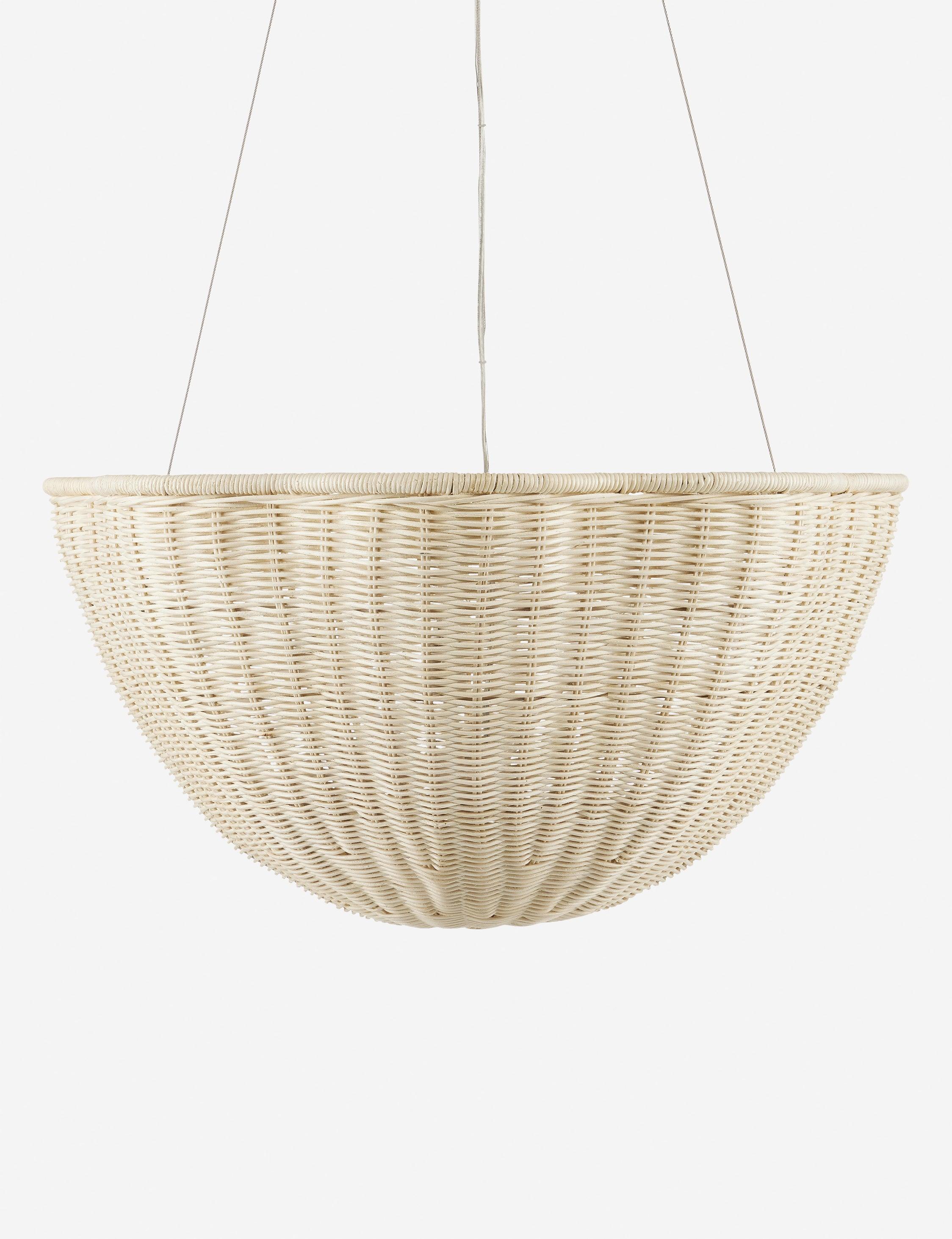 Bleached Natural Vanilla Wicker 3-Light Bowl Pendant