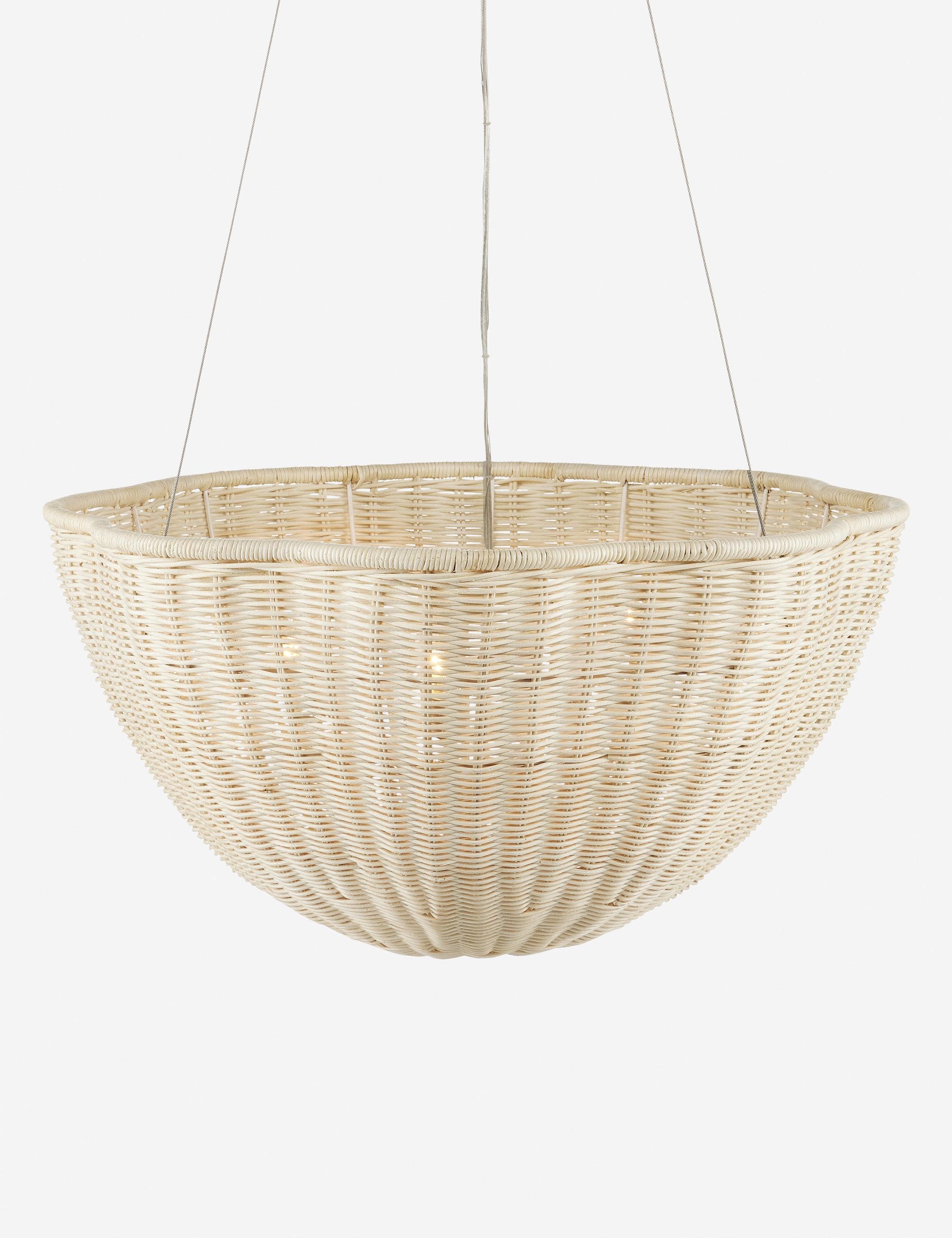 Bleached Natural Vanilla Wicker 3-Light Bowl Pendant