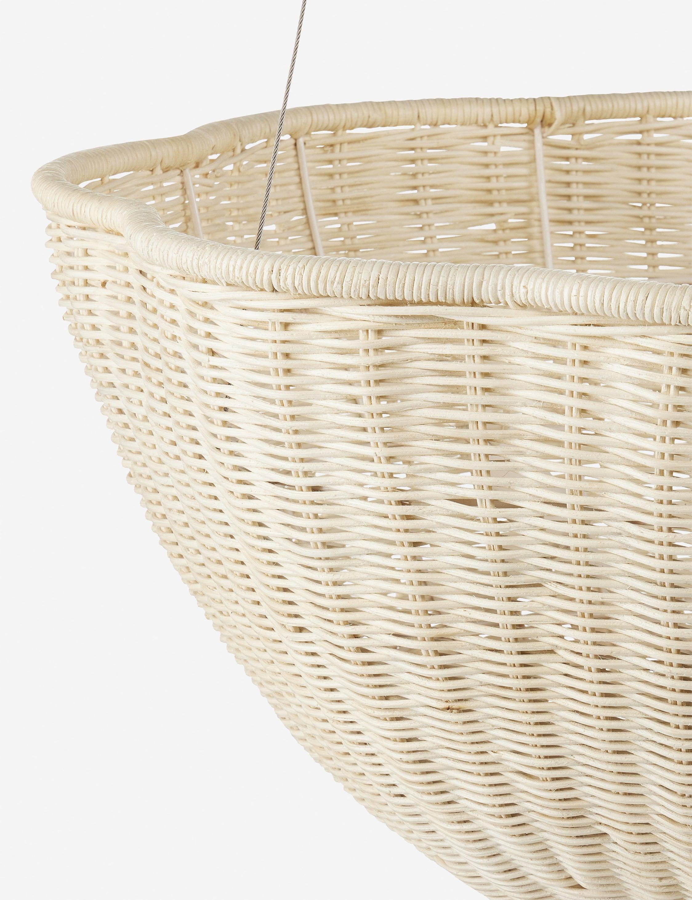 Bleached Natural Vanilla Wicker 3-Light Bowl Pendant