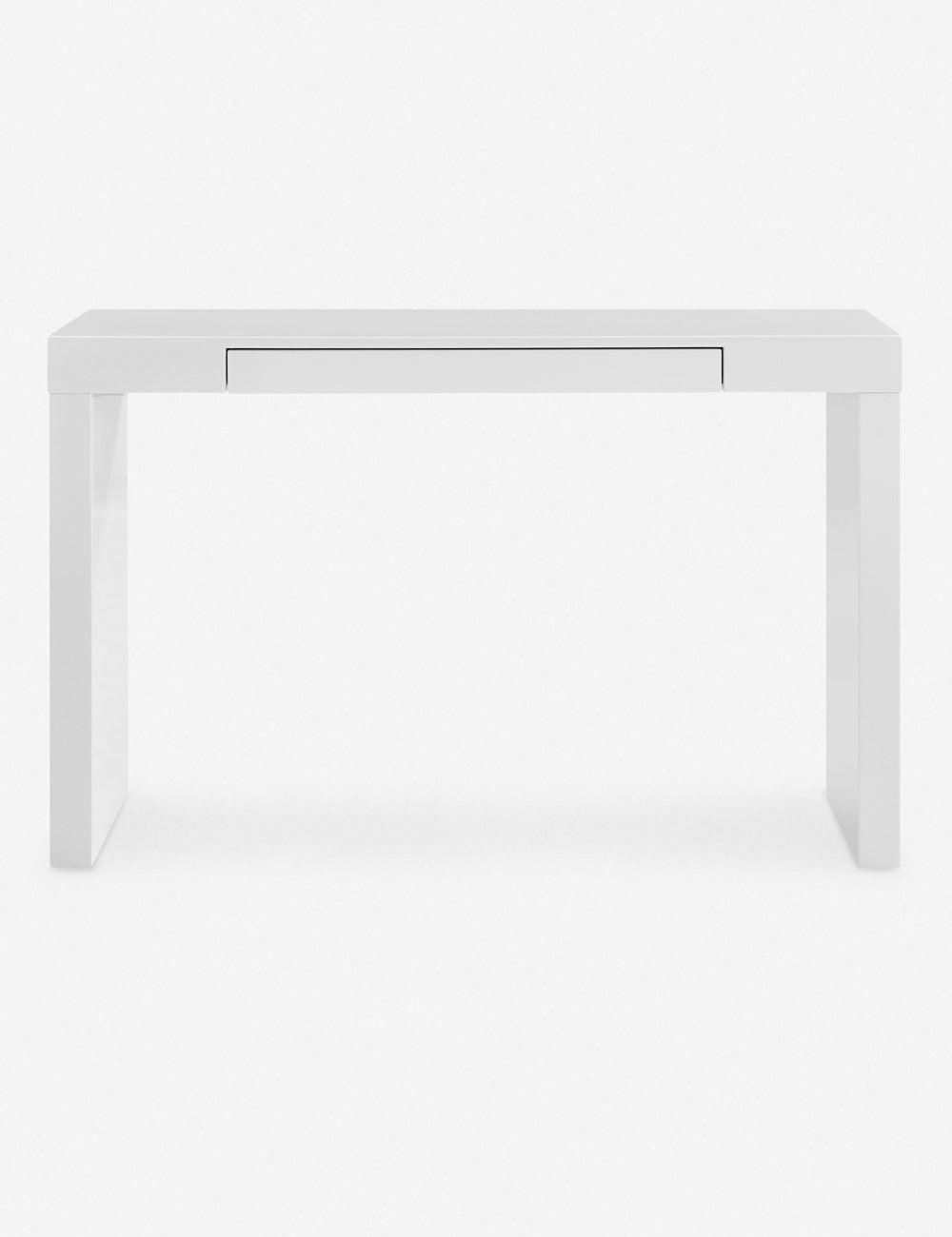 Daisi 47'' White Wood Desk with Sleek Waterfall Silhouette and Storage