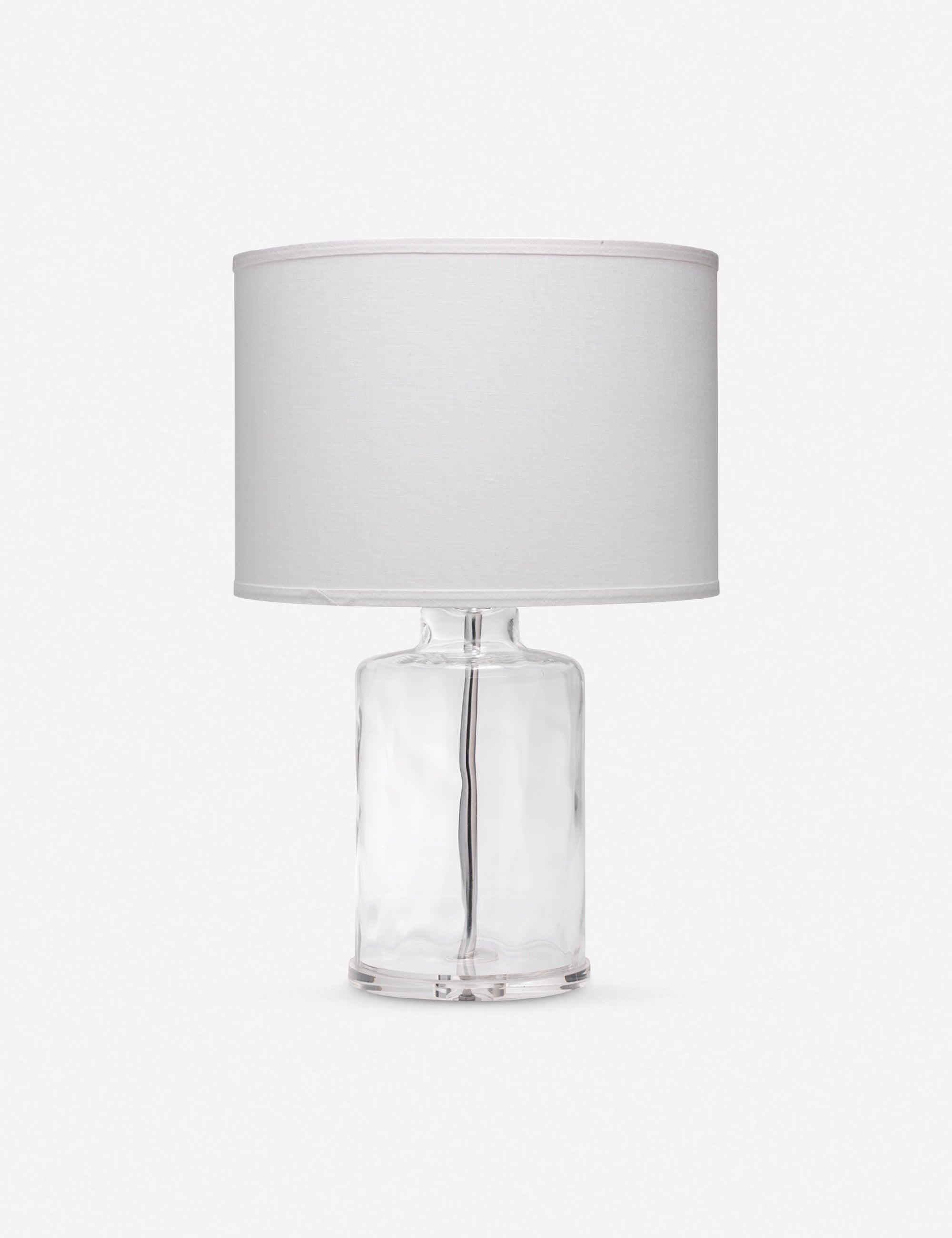 Napa Clear Glass Table Lamp with White Linen Shade