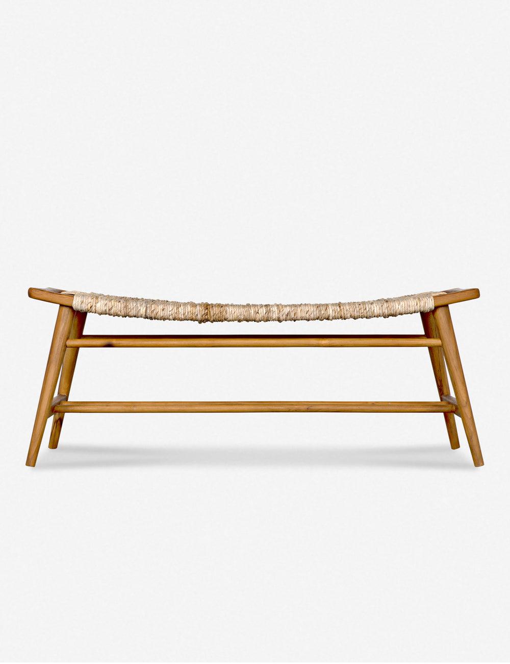 Teak and Rush Seagrass 47'' Bench with Storage - Natural