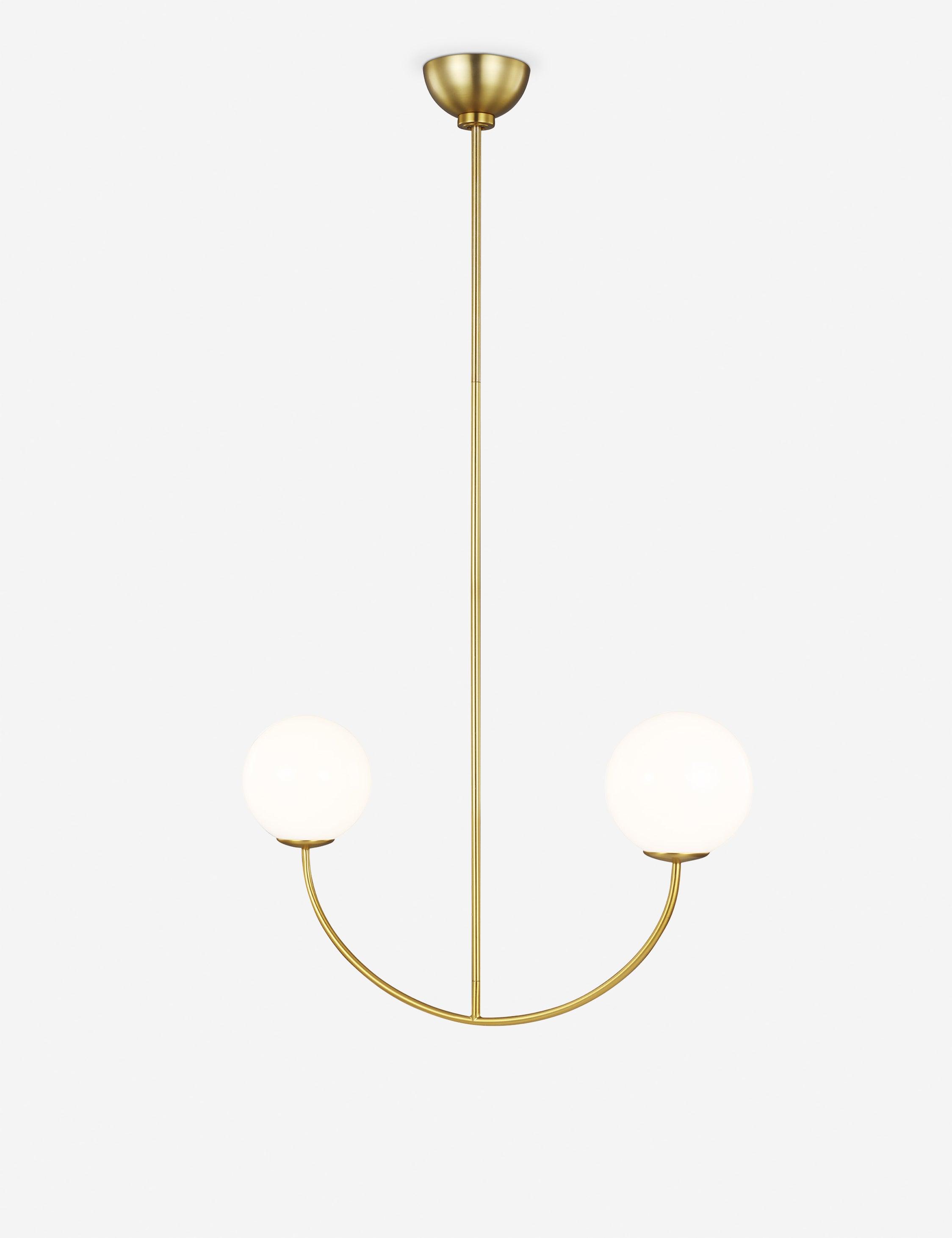 Galassia Burnished Brass 30" Linear Chandelier with Milk White Shade