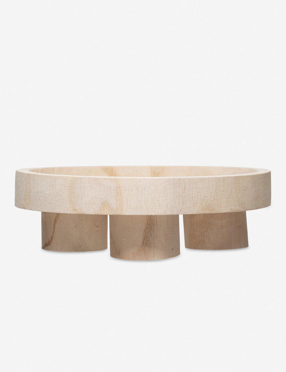 Natural Paulownia Wood Round Footed Display Tray