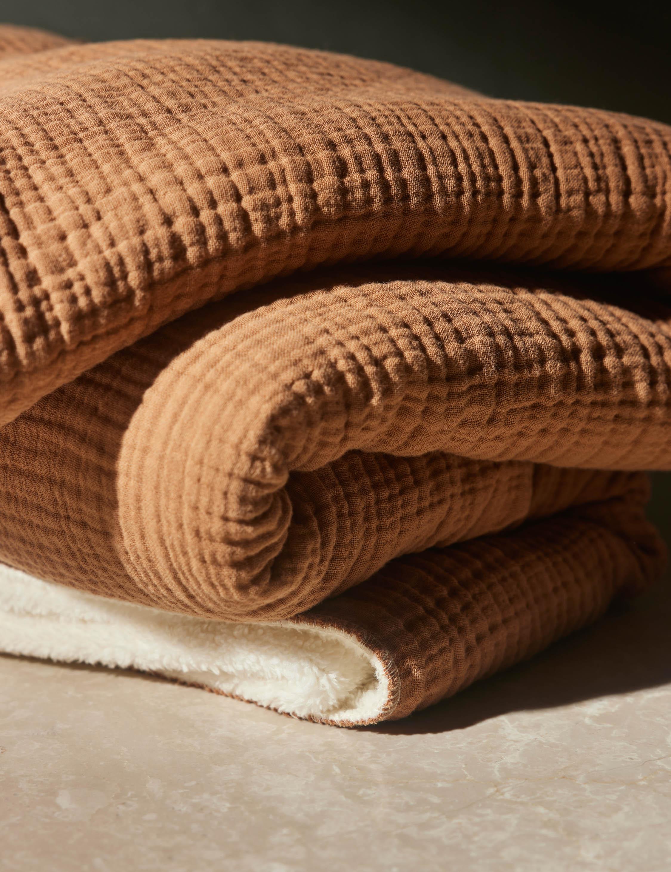 Sedona Organic Turkish Cotton & Sherpa Fringed Throw Blanket