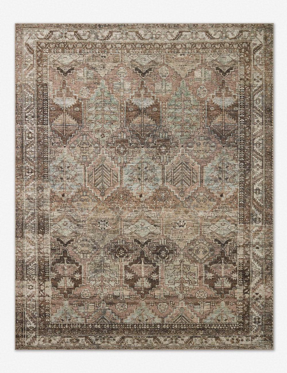 Elysian Light Blue Rectangular Synthetic Easy-Care Rug, 7'6" x 9'6"