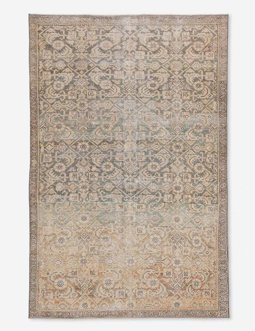 Reversible Blue Wool-Cotton Trellis Rectangular Rug - 7'10" x 9'10"