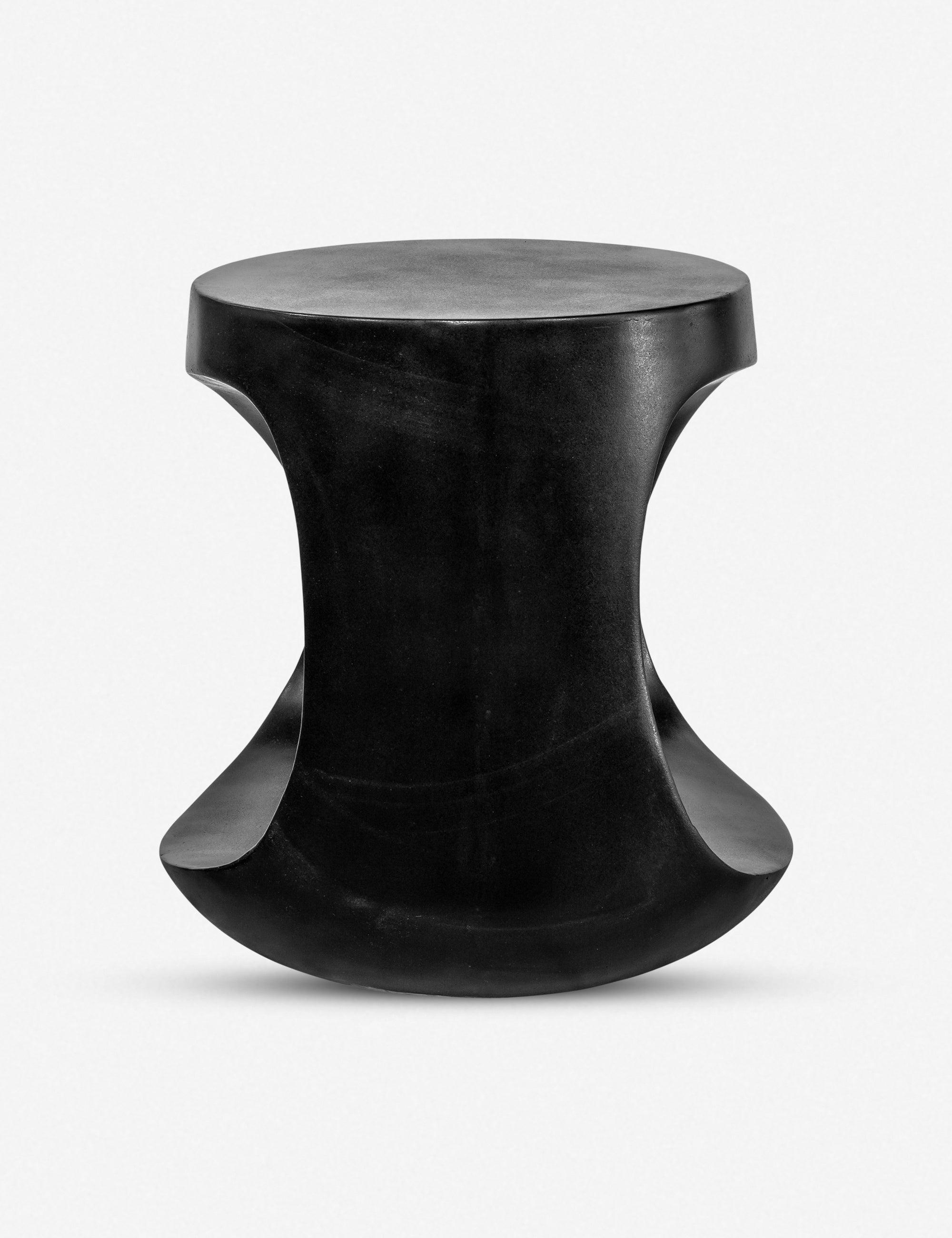 Rothko Contemporary Black Concrete Sculptural Stool 17.75"