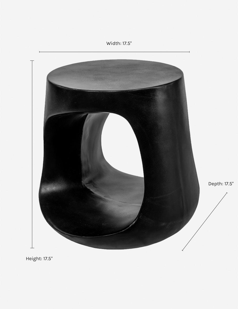 Rothko Contemporary Black Concrete Sculptural Stool 17.75"