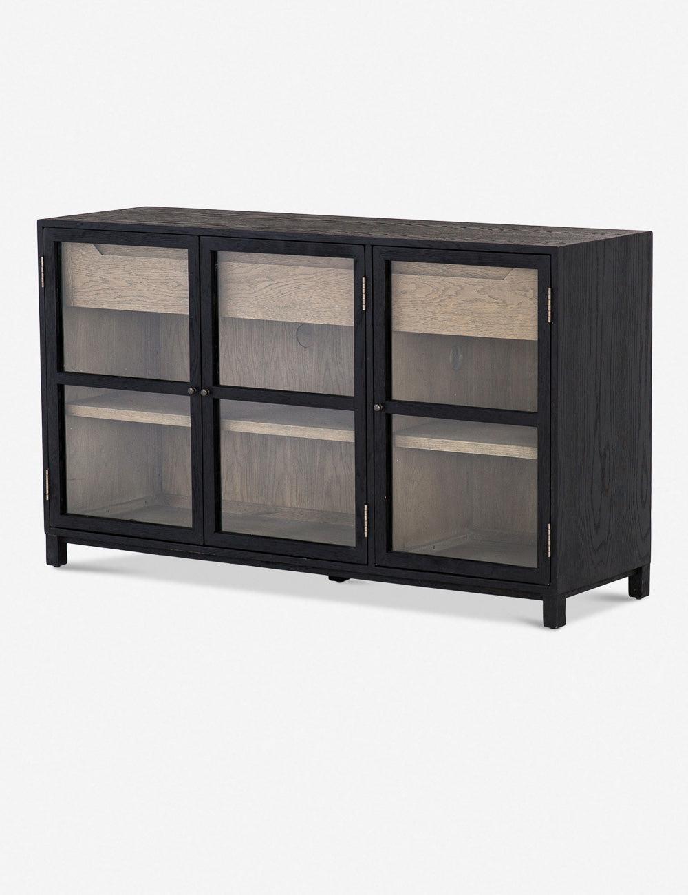 Millie Contemporary Black Oak 59'' Sideboard with Glass Doors