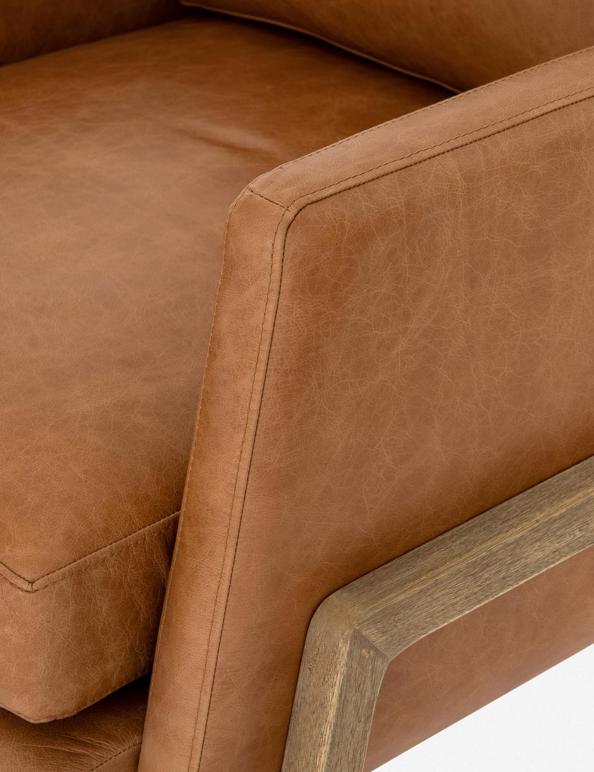 Sonoma Butterscotch Leather and Wood Accent Chair