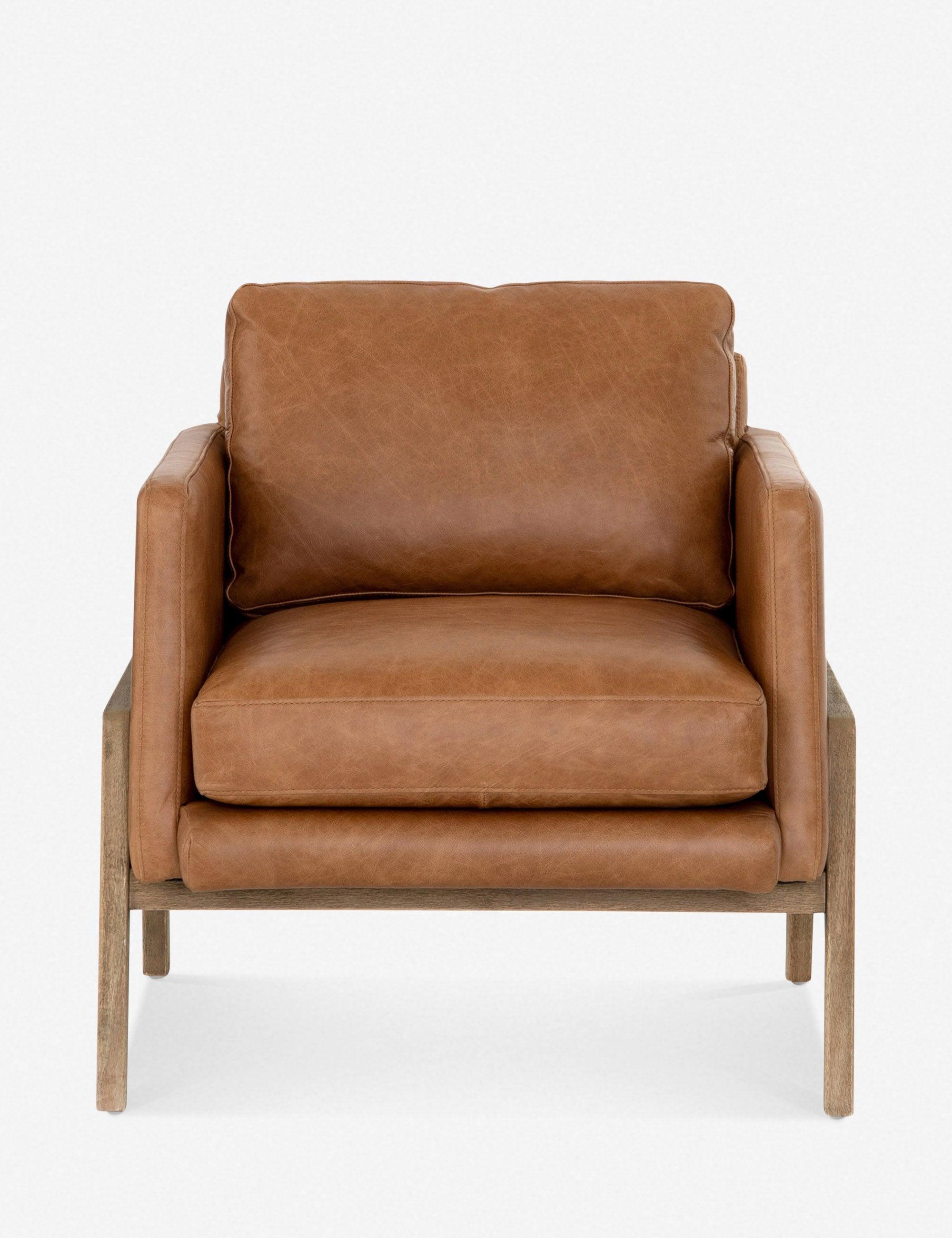 Sonoma Butterscotch Leather and Wood Accent Chair