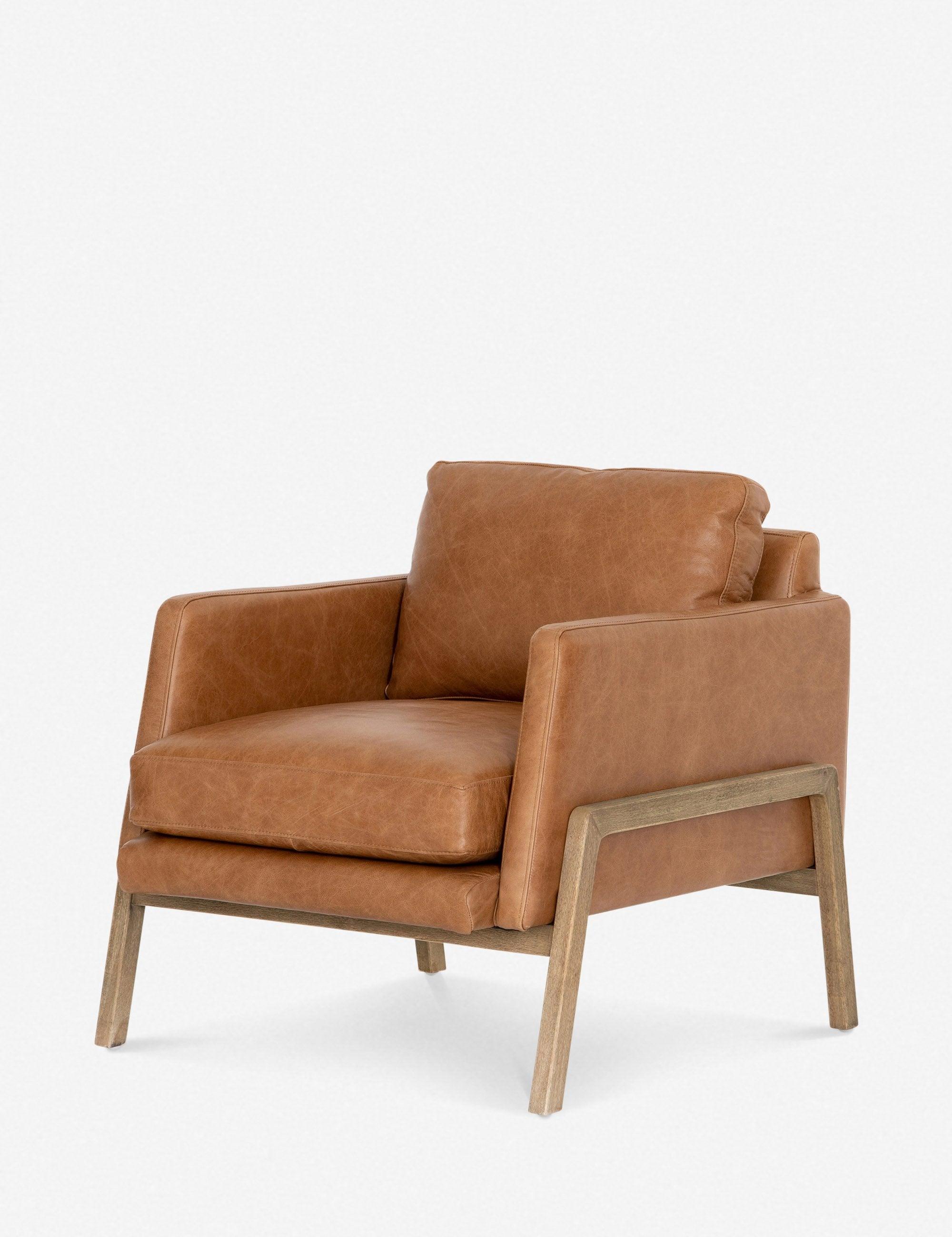 Sonoma Butterscotch Leather and Wood Accent Chair