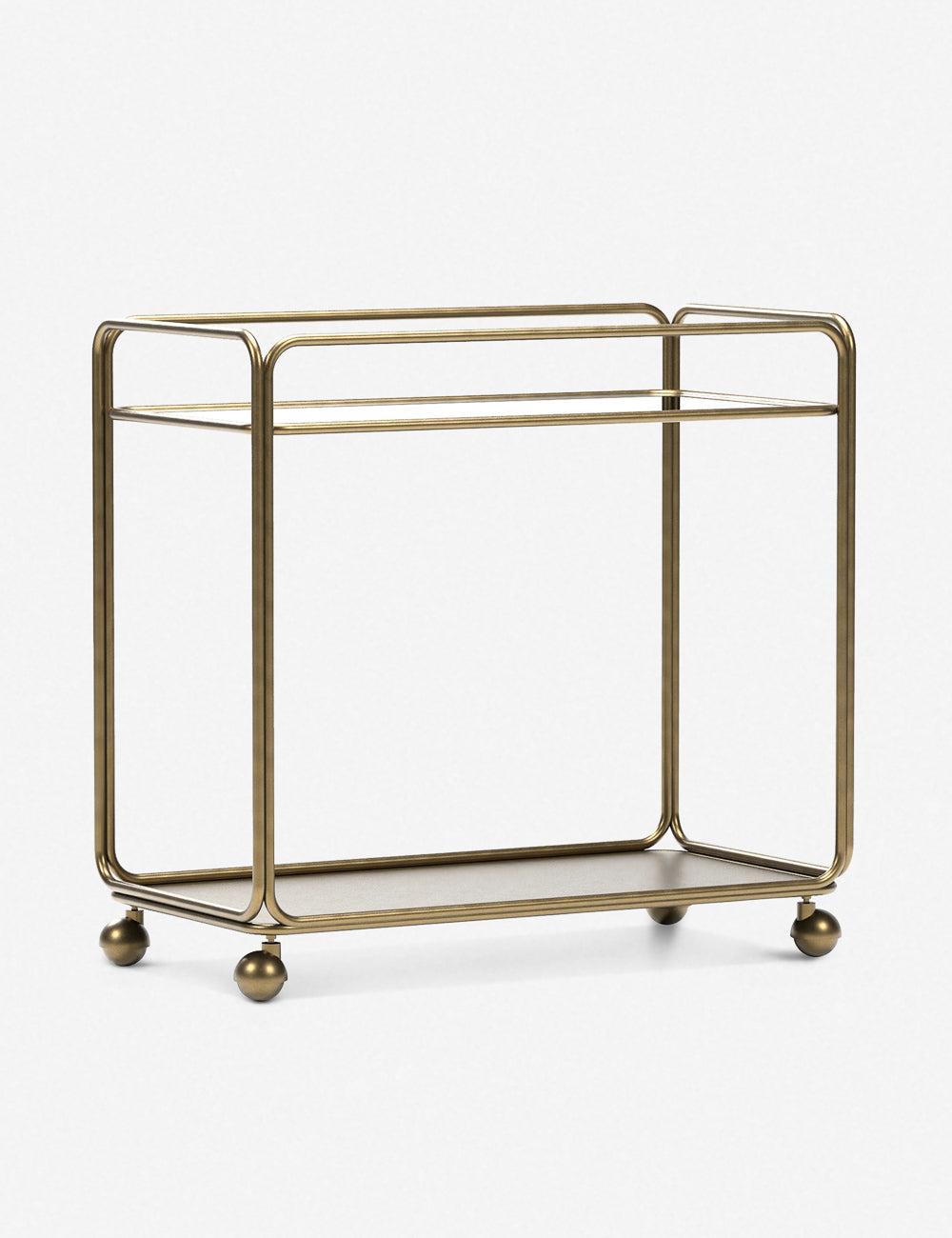 Elegant Marble and Brass Rectangular Bar Cart with Storage